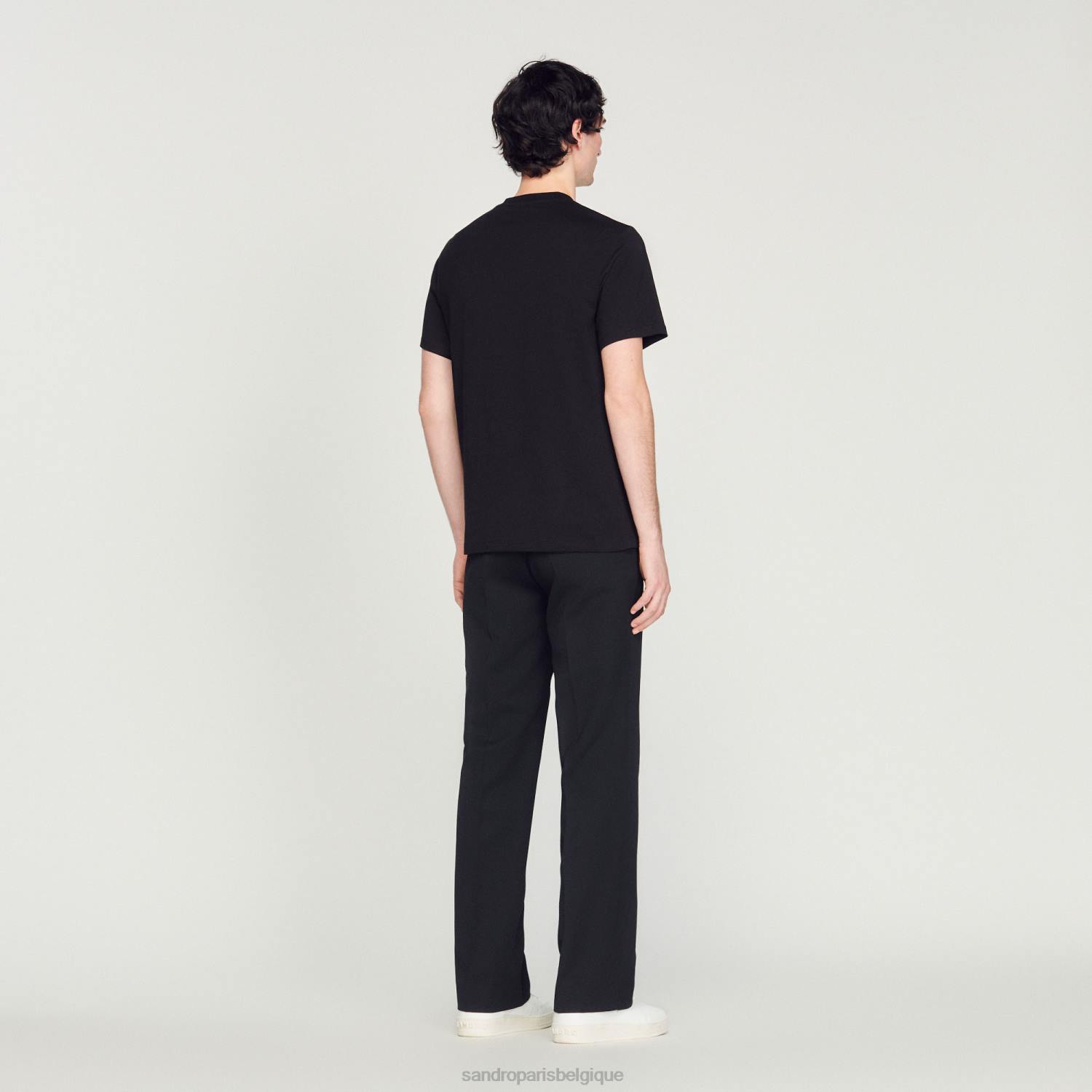 vêtements Sandro Paris t-shirt brodé noir Hommes XLXD711