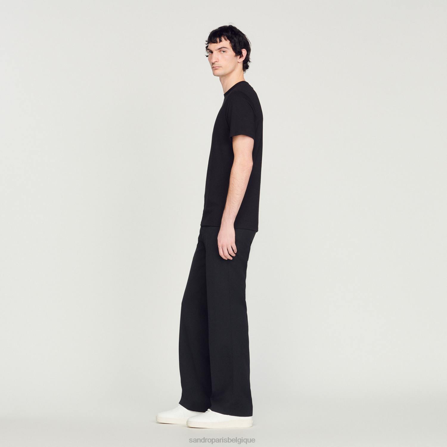 vêtements Sandro Paris t-shirt brodé noir Hommes XLXD711