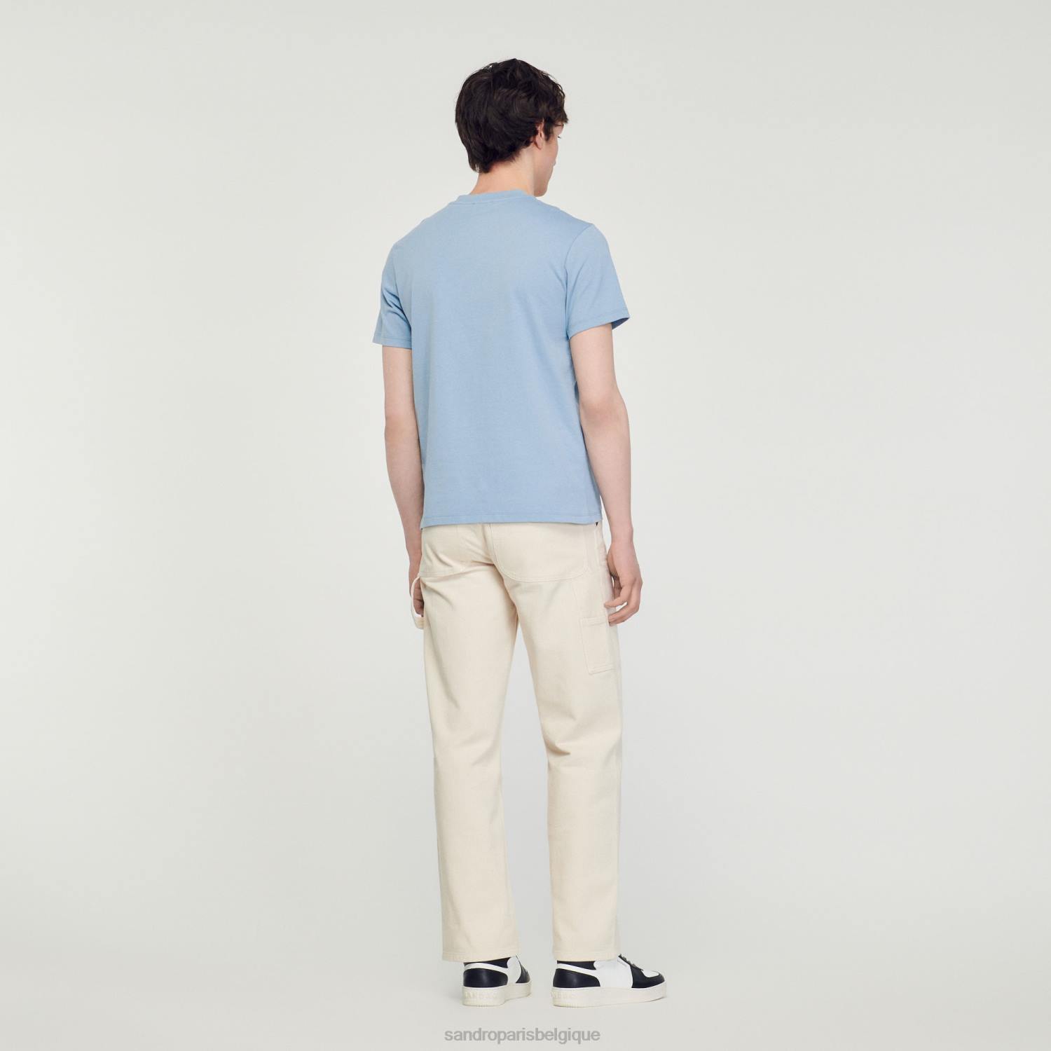 vêtements Sandro Paris t-shirt à empiècement fleuri bleu Hommes XLXD719