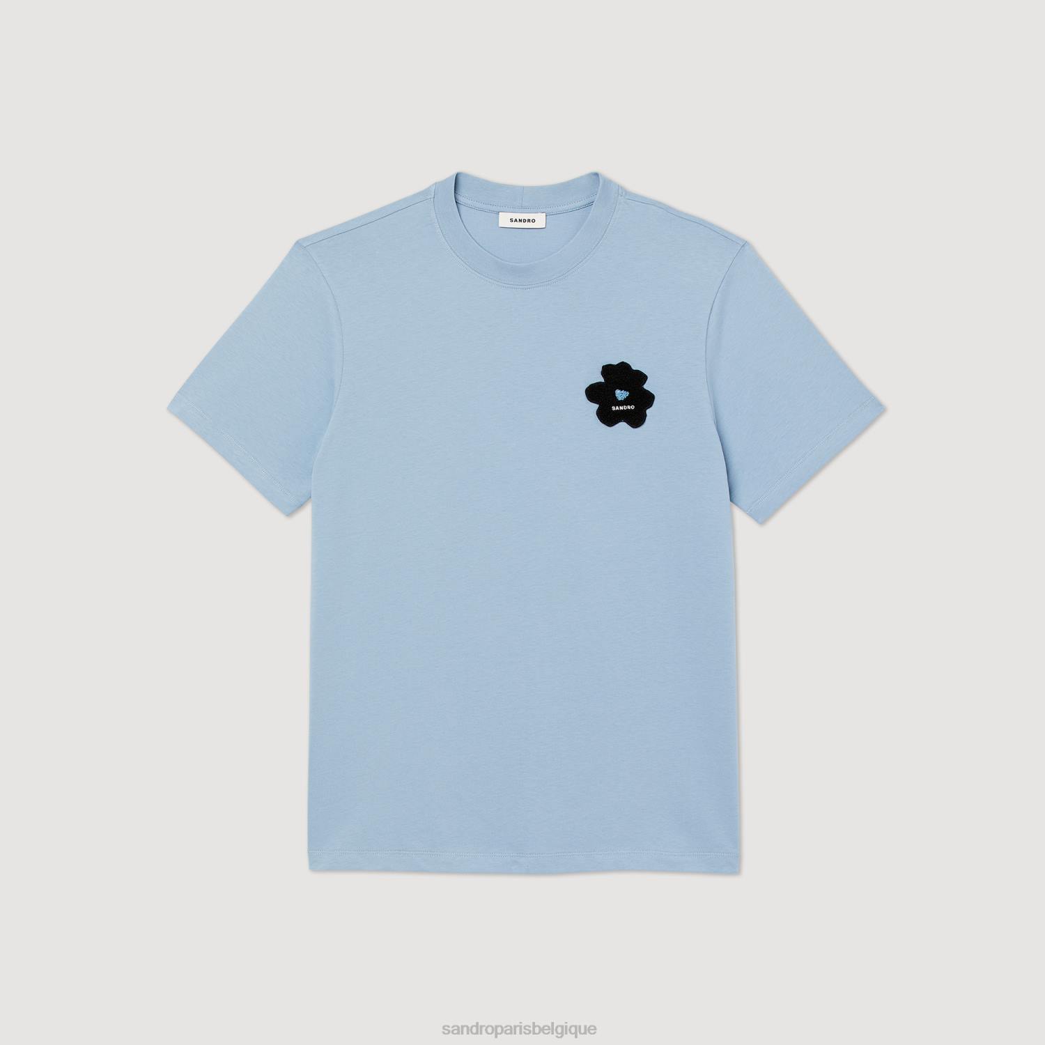 vêtements Sandro Paris t-shirt à empiècement fleuri bleu Hommes XLXD719