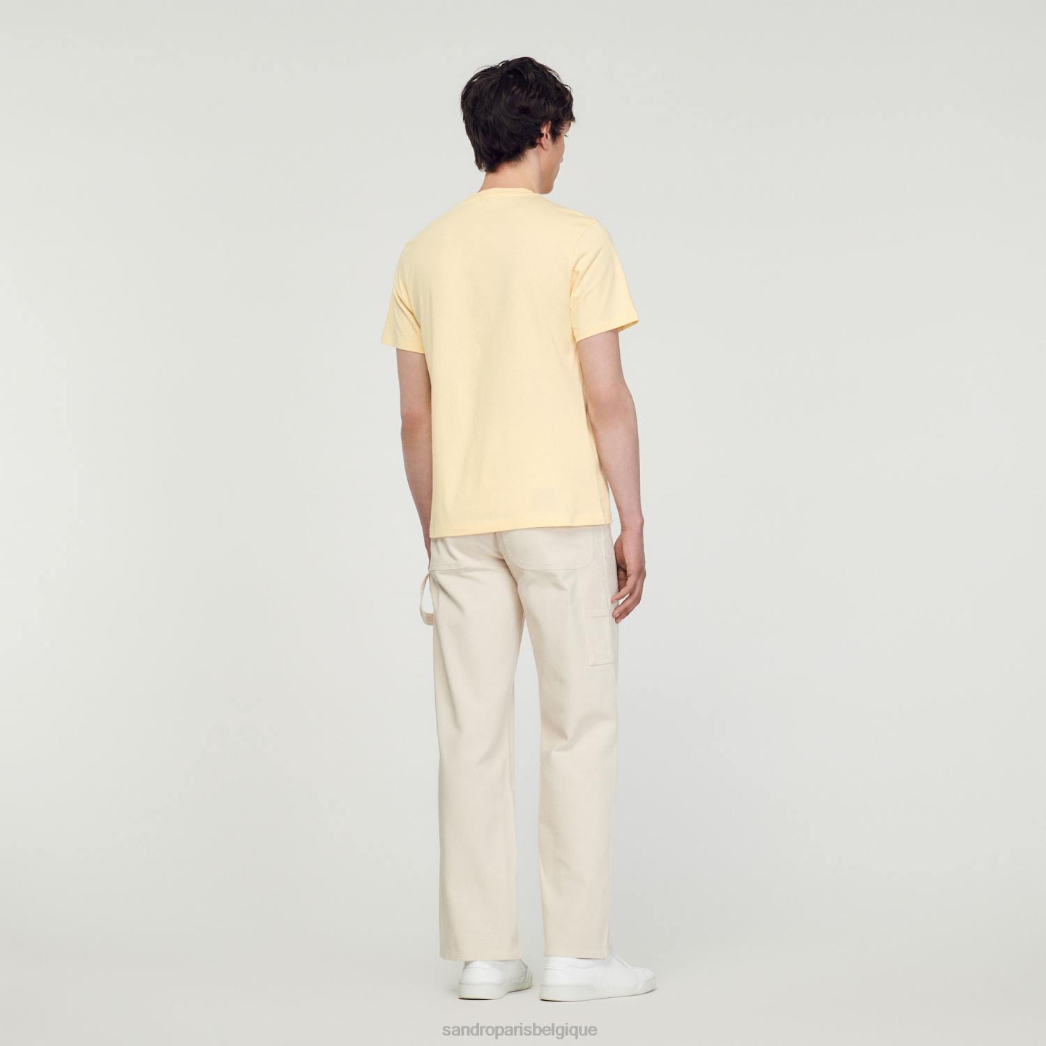 vêtements Sandro Paris t-shirt à empiècement fleuri crème Hommes XLXD720