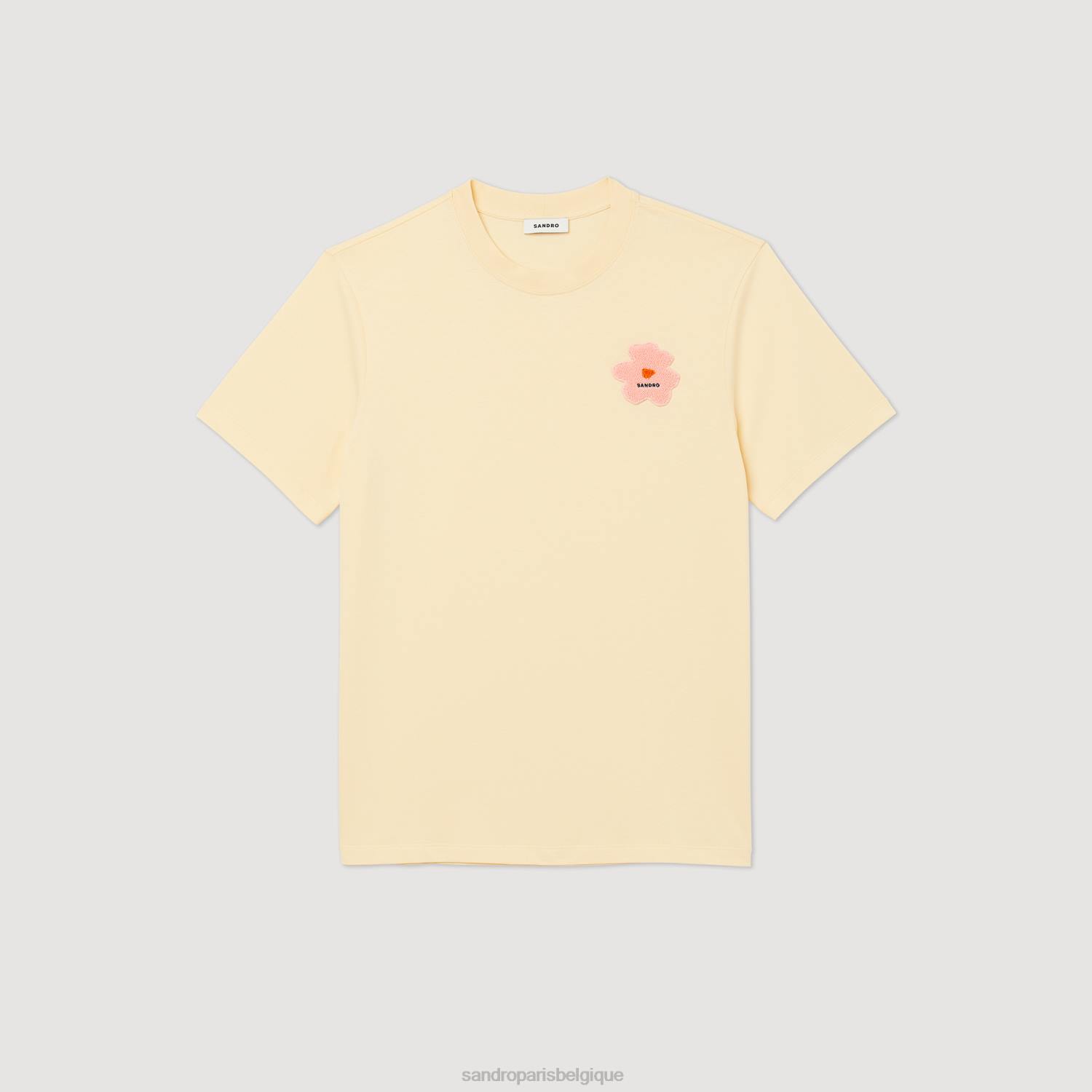 vêtements Sandro Paris t-shirt à empiècement fleuri crème Hommes XLXD720