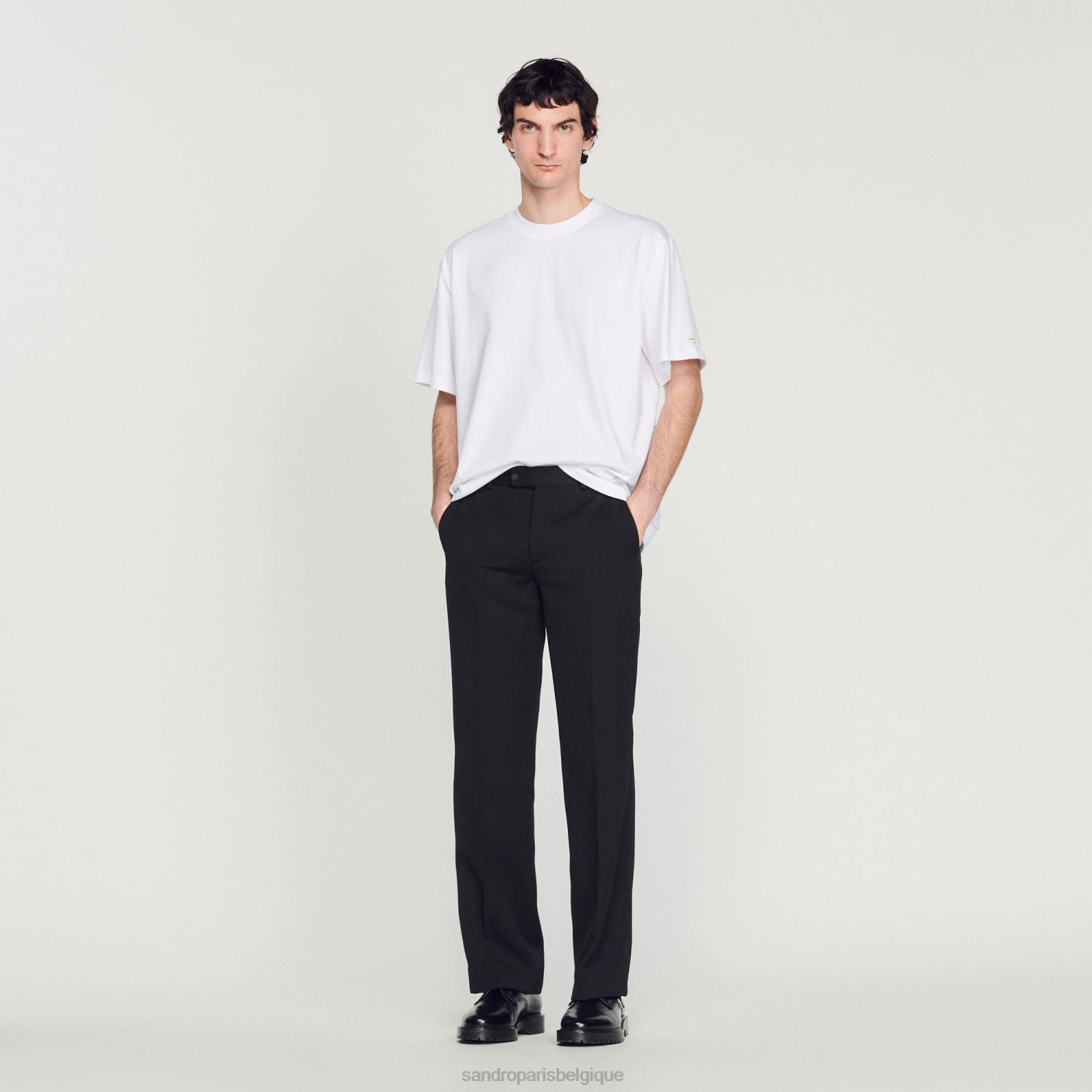 vêtements Sandro Paris t-shirt en coton biologique blanc Hommes XLXD624