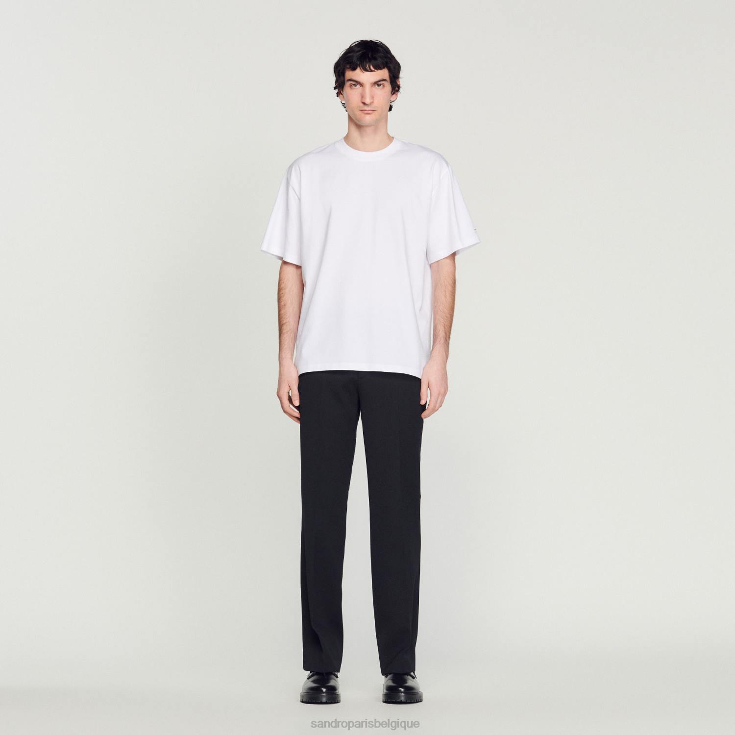 vêtements Sandro Paris t-shirt en coton biologique blanc Hommes XLXD624