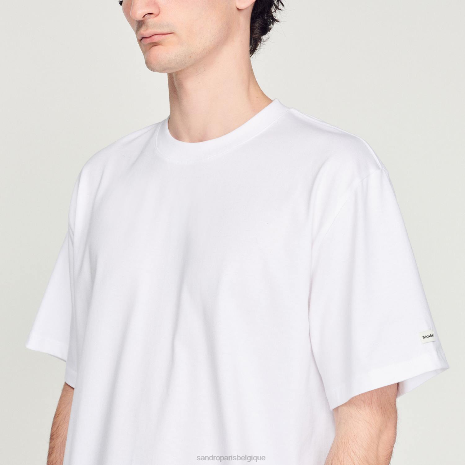 vêtements Sandro Paris t-shirt en coton biologique blanc Hommes XLXD624