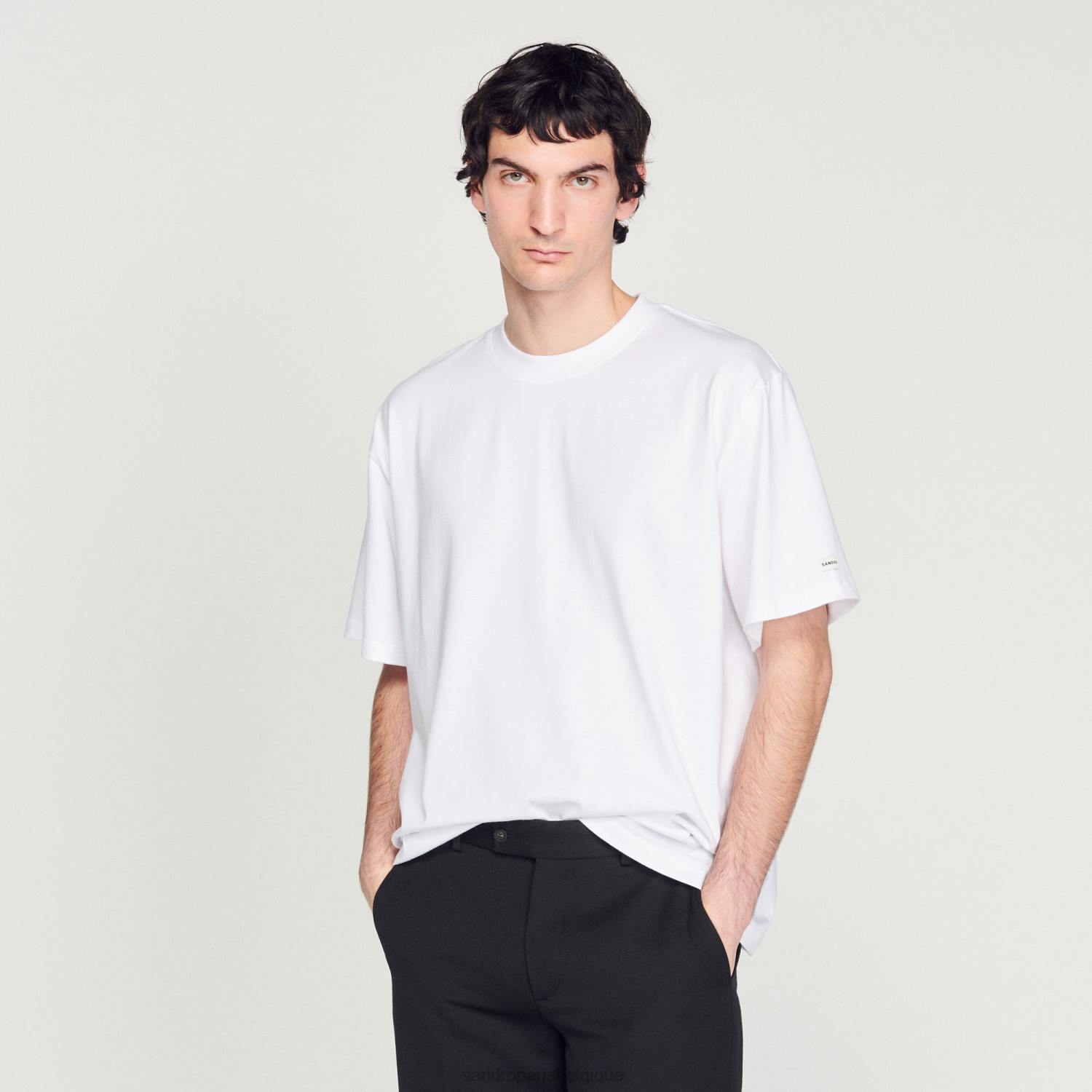 vêtements Sandro Paris t-shirt en coton biologique blanc Hommes XLXD624