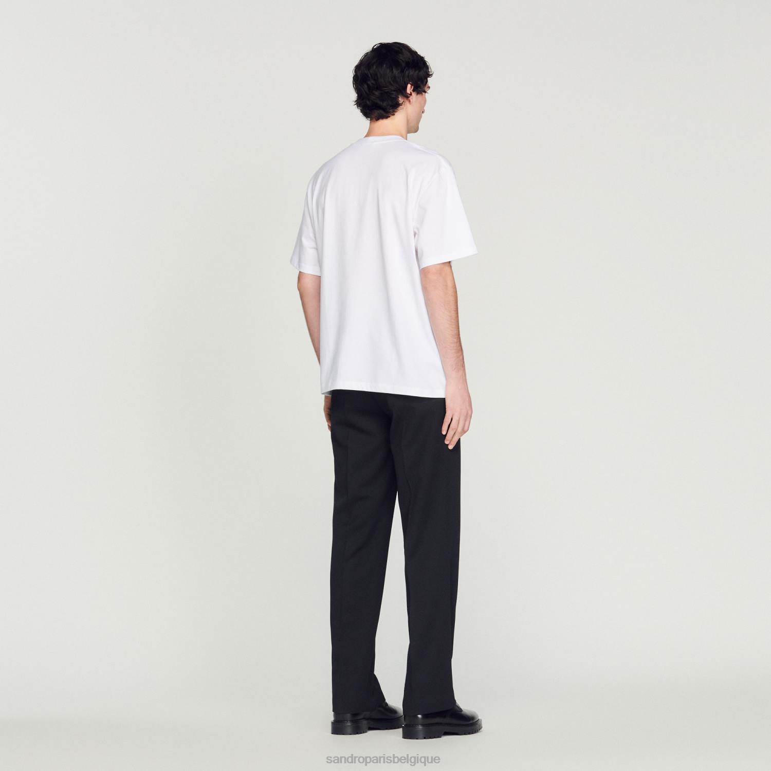 vêtements Sandro Paris t-shirt en coton biologique blanc Hommes XLXD624