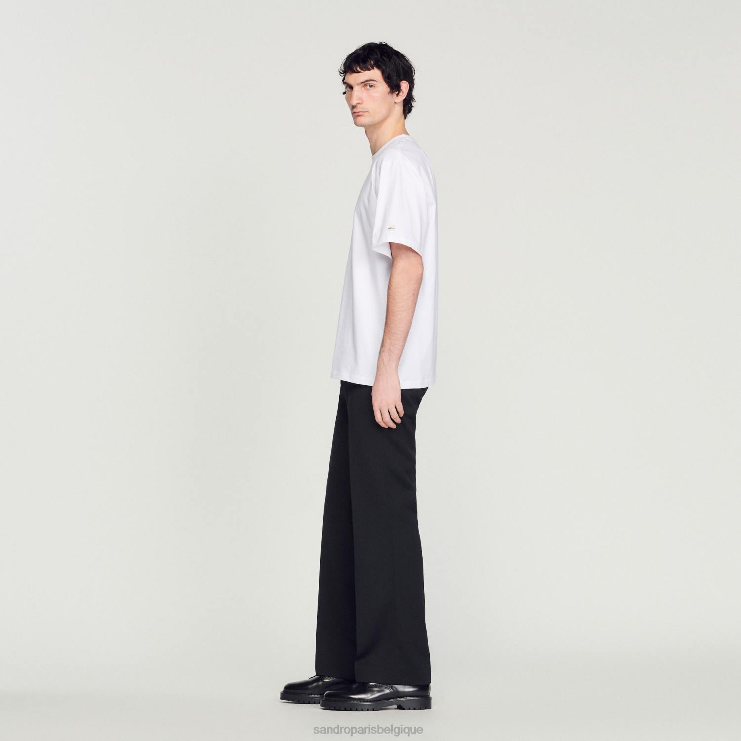 vêtements Sandro Paris t-shirt en coton biologique blanc Hommes XLXD624