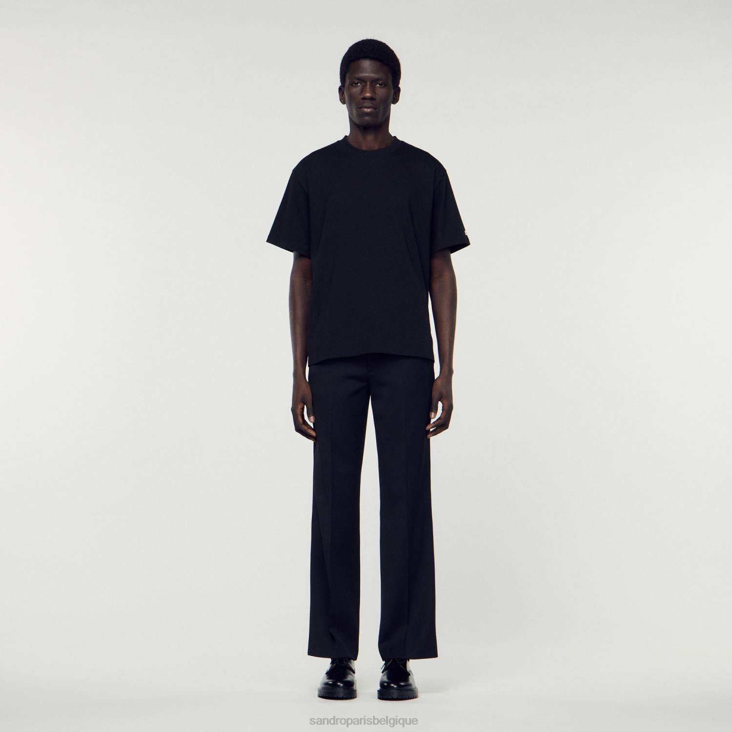 vêtements Sandro Paris t-shirt en coton biologique noir Hommes XLXD625