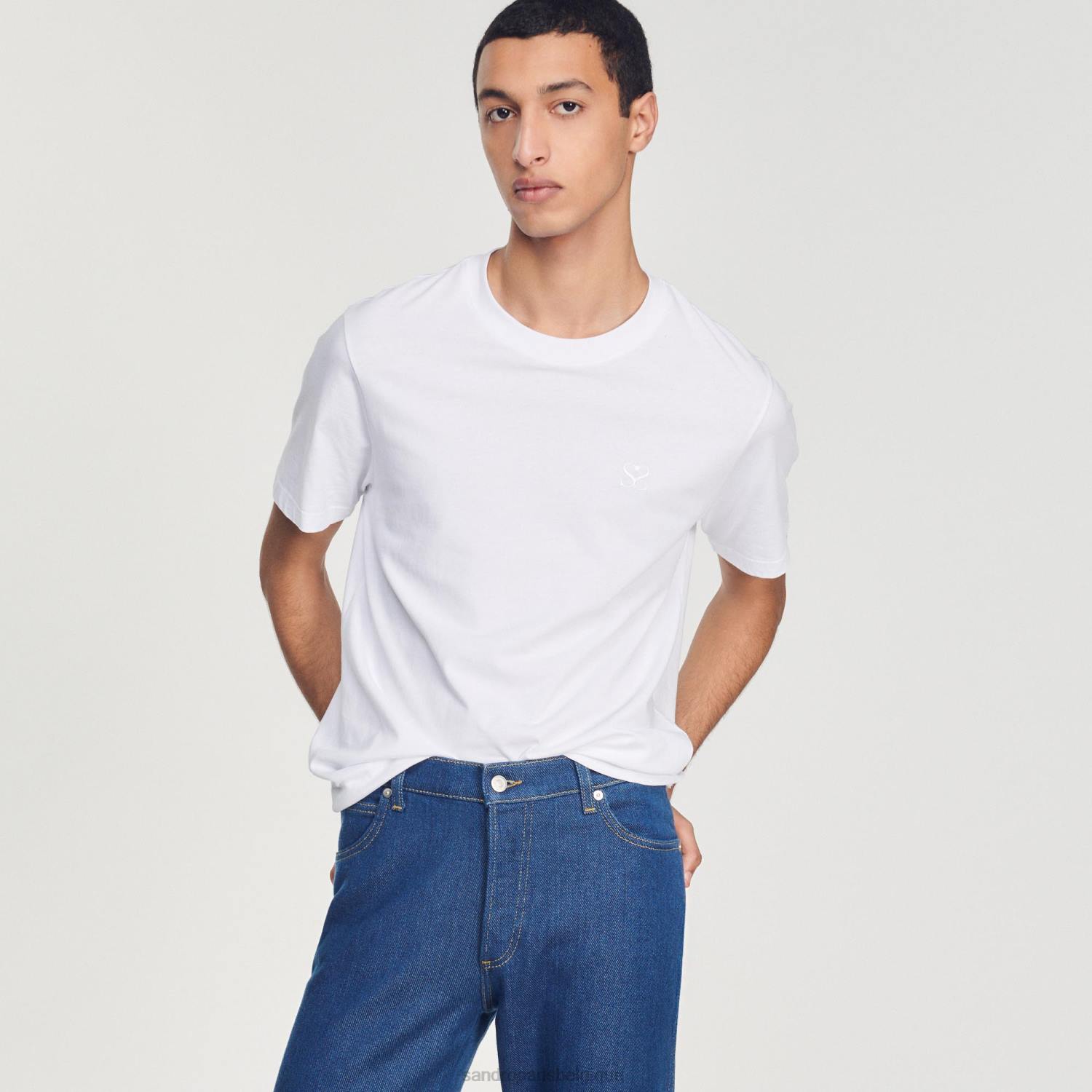 vêtements Sandro Paris t-shirt en cotton blanc Hommes XLXD666
