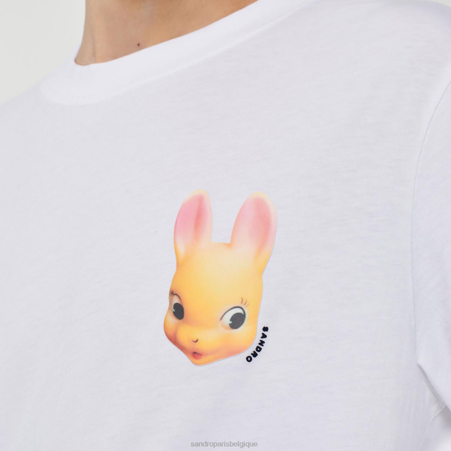 vêtements Sandro Paris t-shirt à imprimé lapin blanc Hommes XLXD750