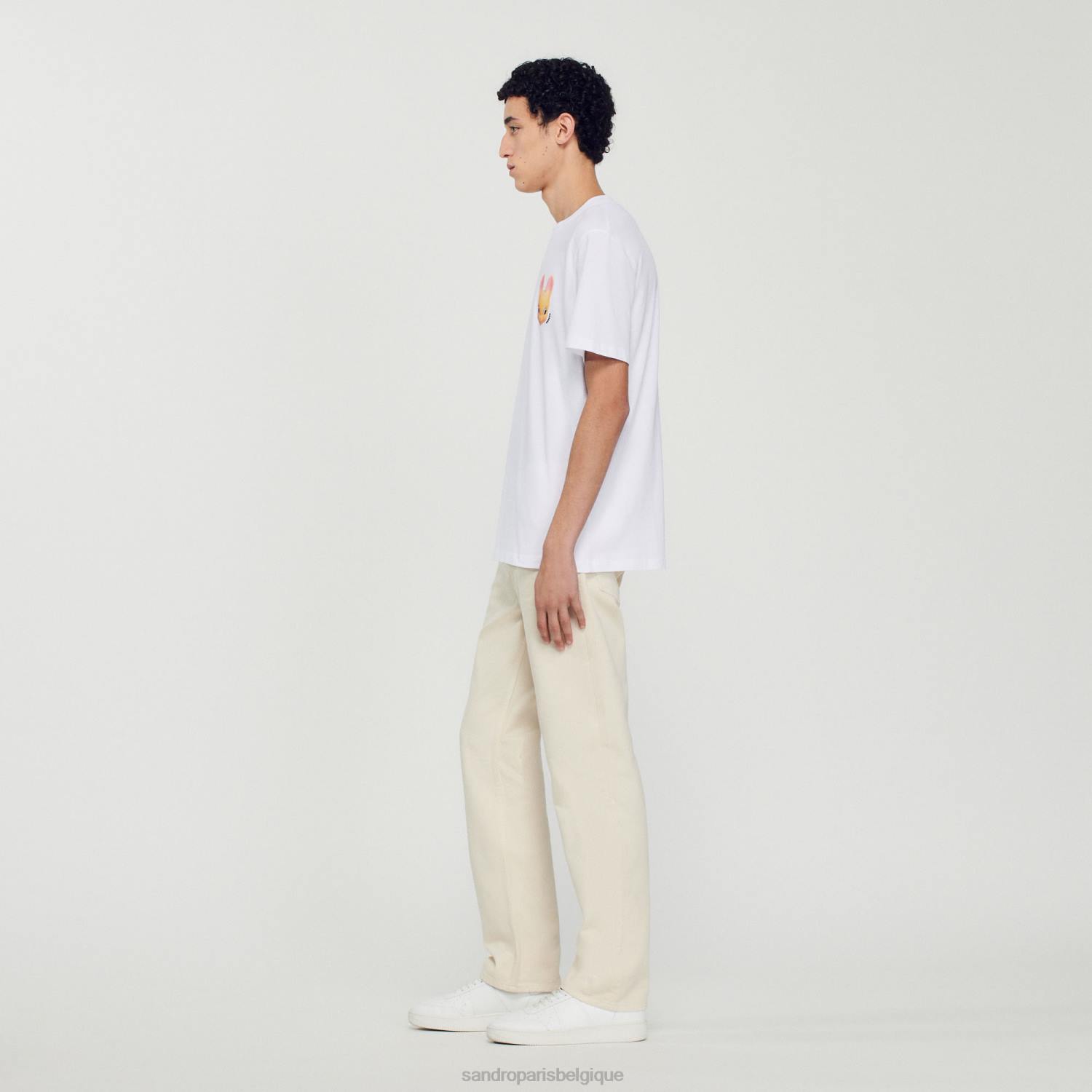 vêtements Sandro Paris t-shirt à imprimé lapin blanc Hommes XLXD750