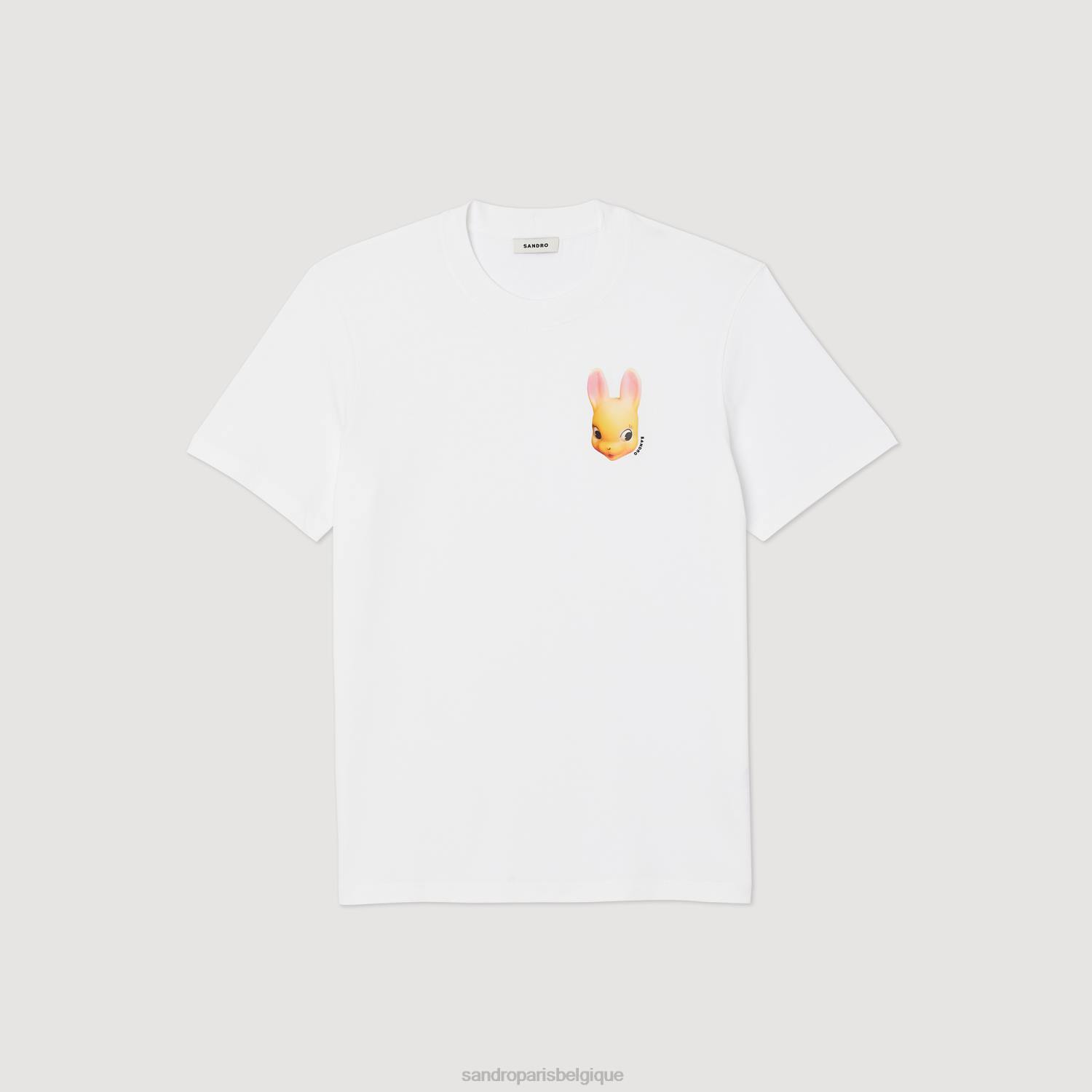 vêtements Sandro Paris t-shirt à imprimé lapin blanc Hommes XLXD750