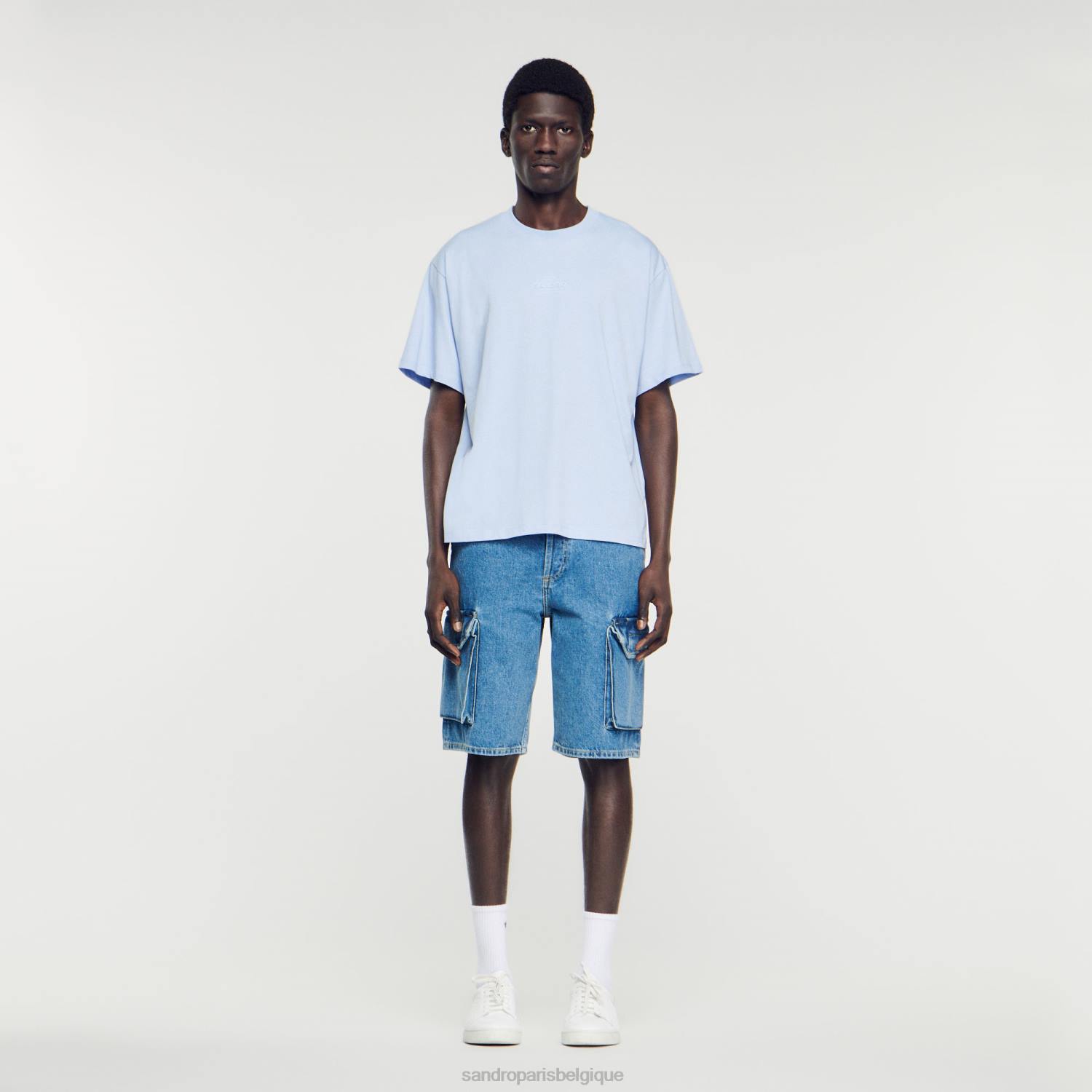 vêtements Sandro Paris t-shirt à logo en caoutchouc une couleur Hommes XLXD739
