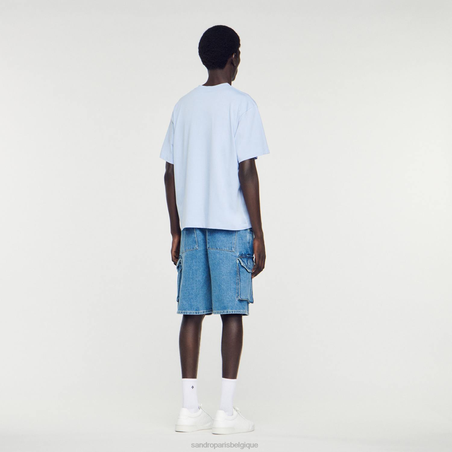 vêtements Sandro Paris t-shirt à logo en caoutchouc une couleur Hommes XLXD739