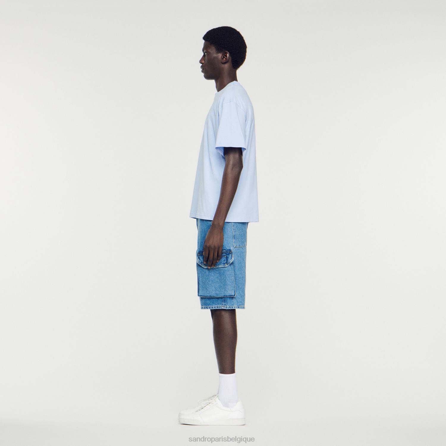 vêtements Sandro Paris t-shirt à logo en caoutchouc une couleur Hommes XLXD739