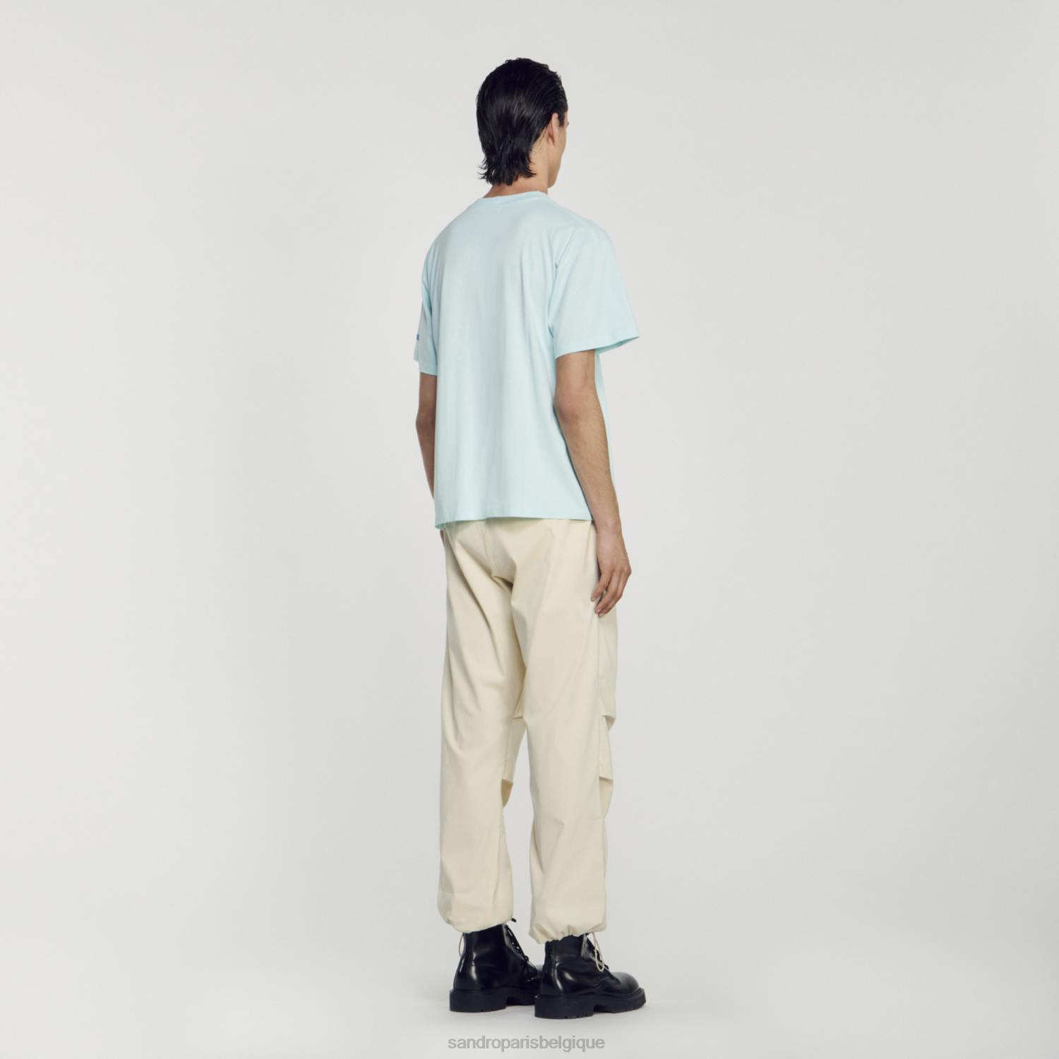 vêtements Sandro Paris t-shirt étoile de mer bleu menthe Hommes XLXD685