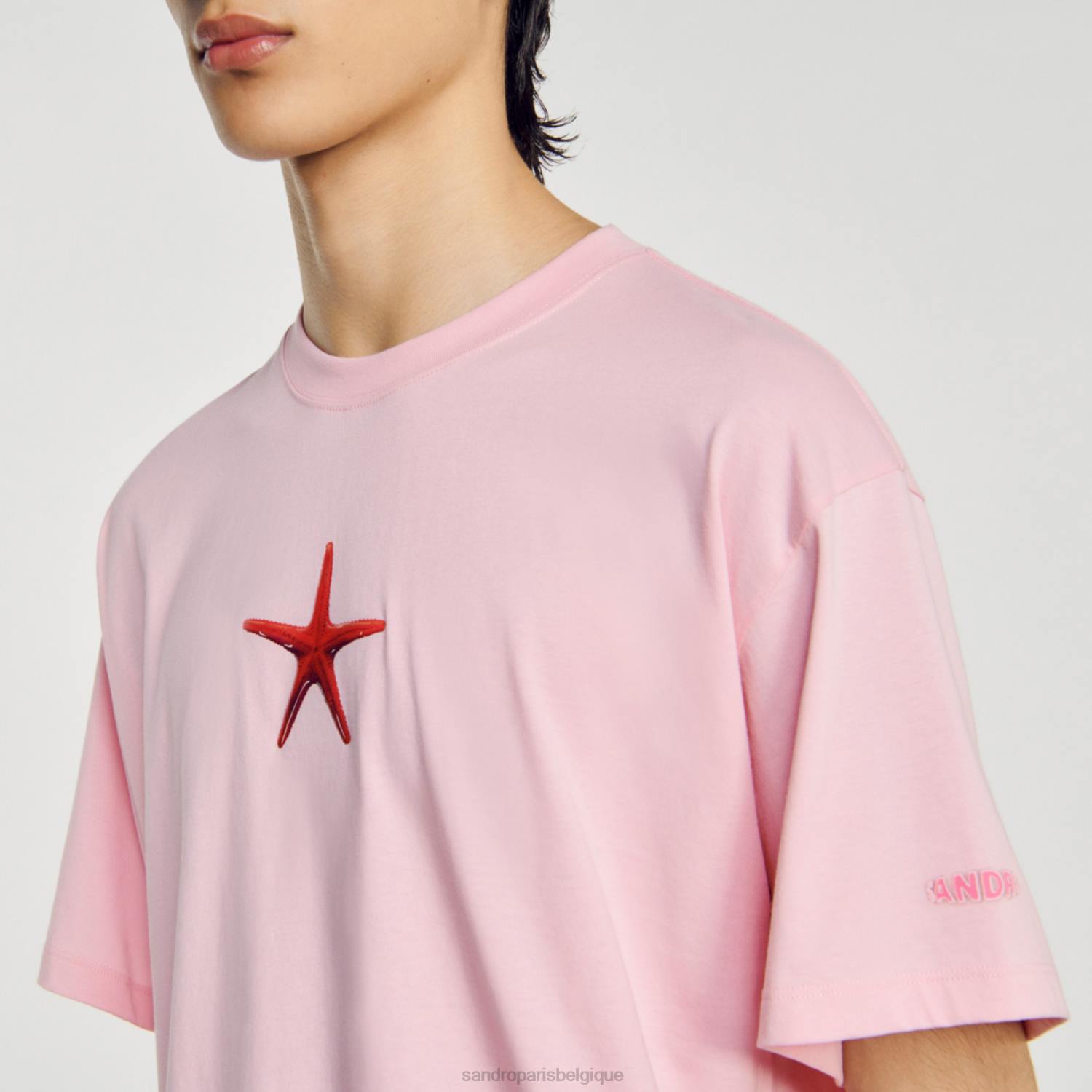 vêtements Sandro Paris t-shirt étoile de mer rose Hommes XLXD591