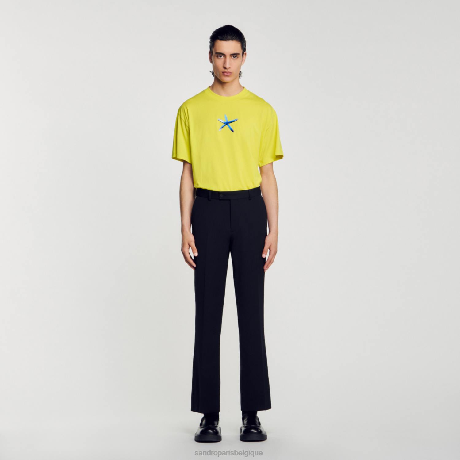vêtements Sandro Paris t-shirt étoile de mer vert anis Hommes XLXD686
