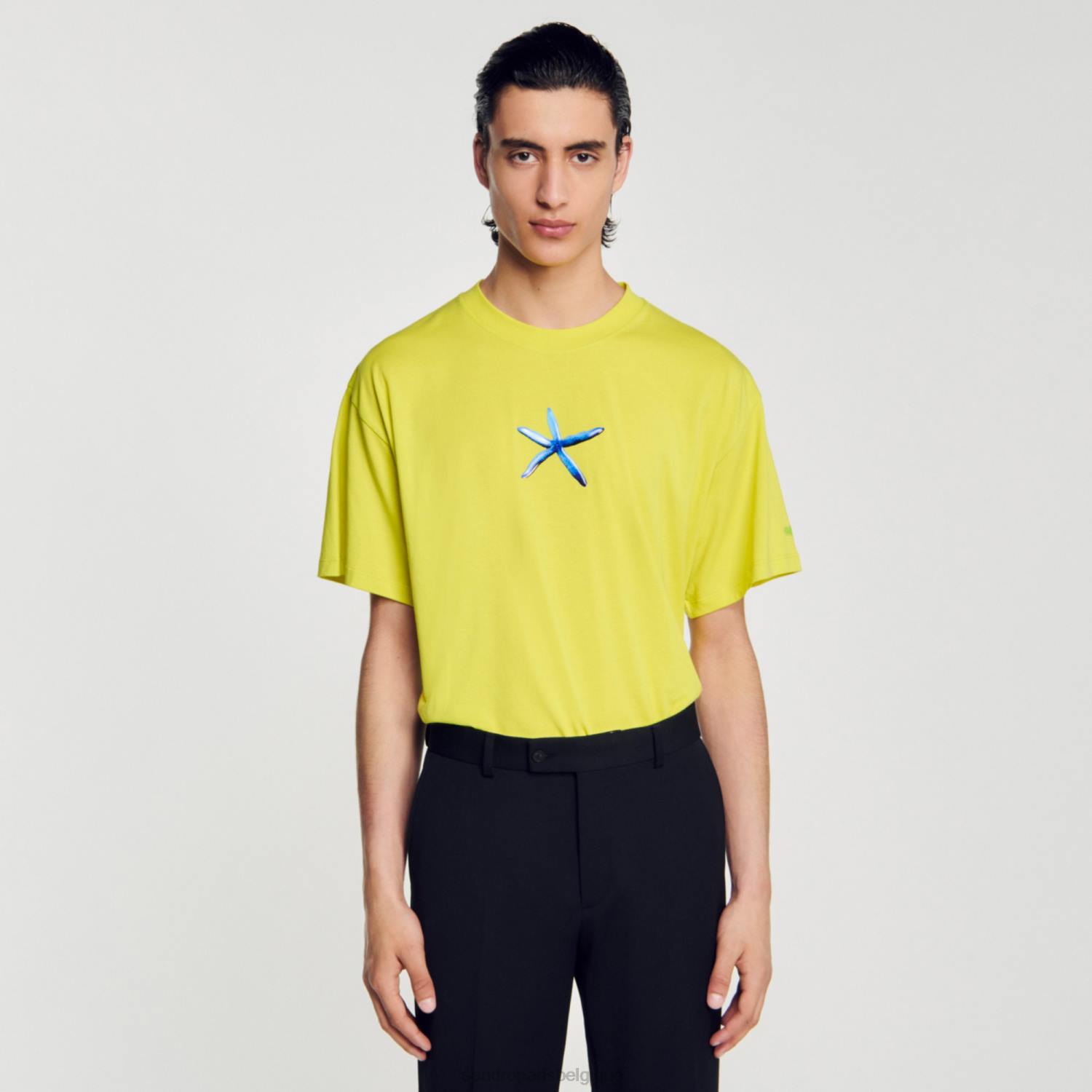 vêtements Sandro Paris t-shirt étoile de mer vert anis Hommes XLXD686
