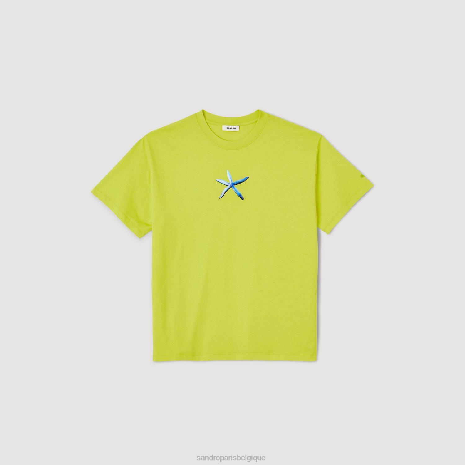 vêtements Sandro Paris t-shirt étoile de mer vert anis Hommes XLXD686
