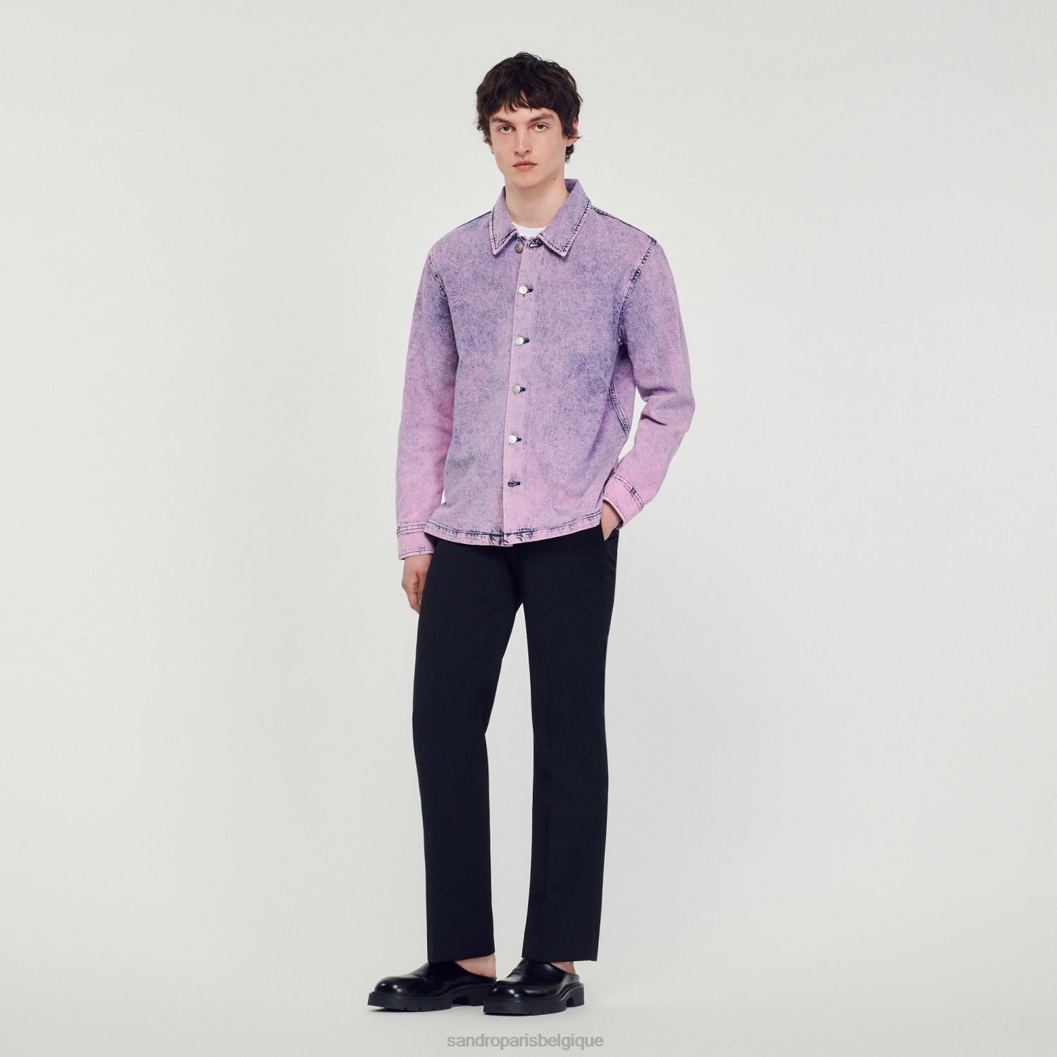 vêtements Sandro Paris veste de travail délavée rose Hommes XLXD584