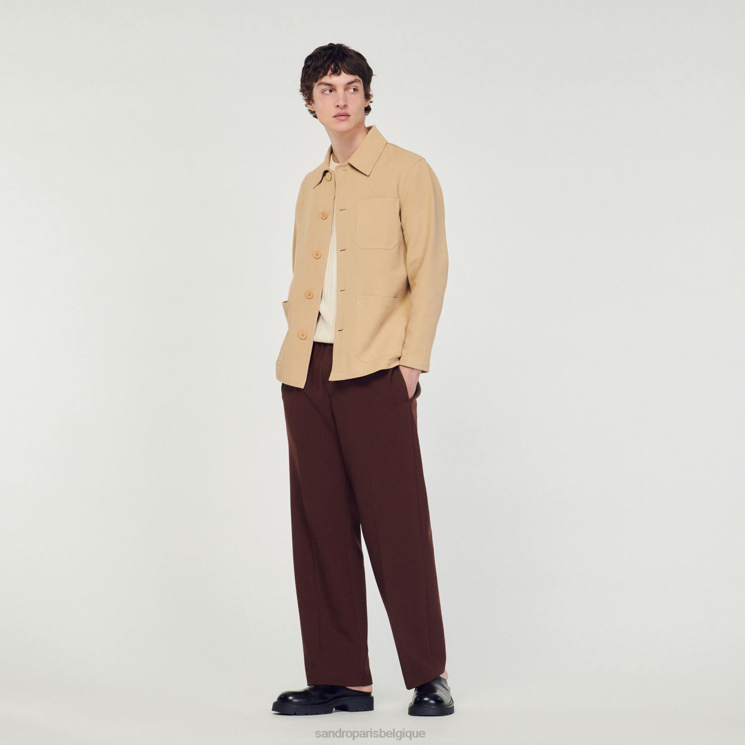 vêtements Sandro Paris veste de travailleur beige Hommes XLXD765