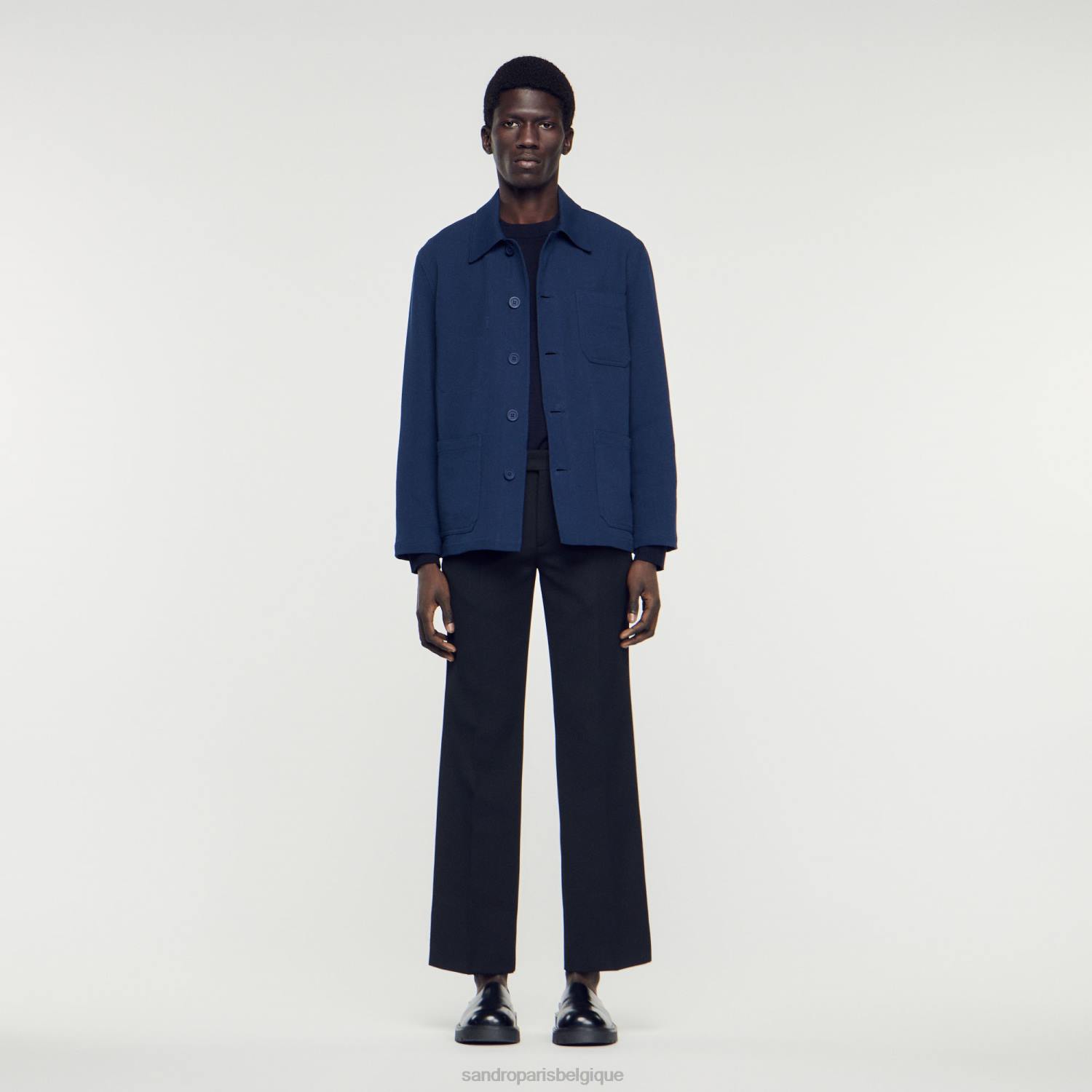 vêtements Sandro Paris veste de travailleur bleu marine Hommes XLXD767