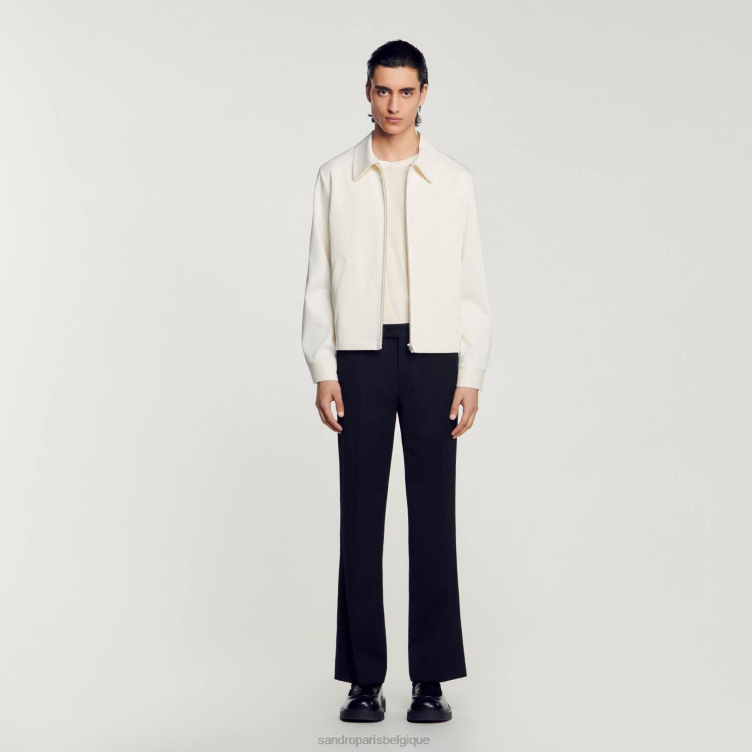 vêtements Sandro Paris veste en coton écru Hommes XLXD602