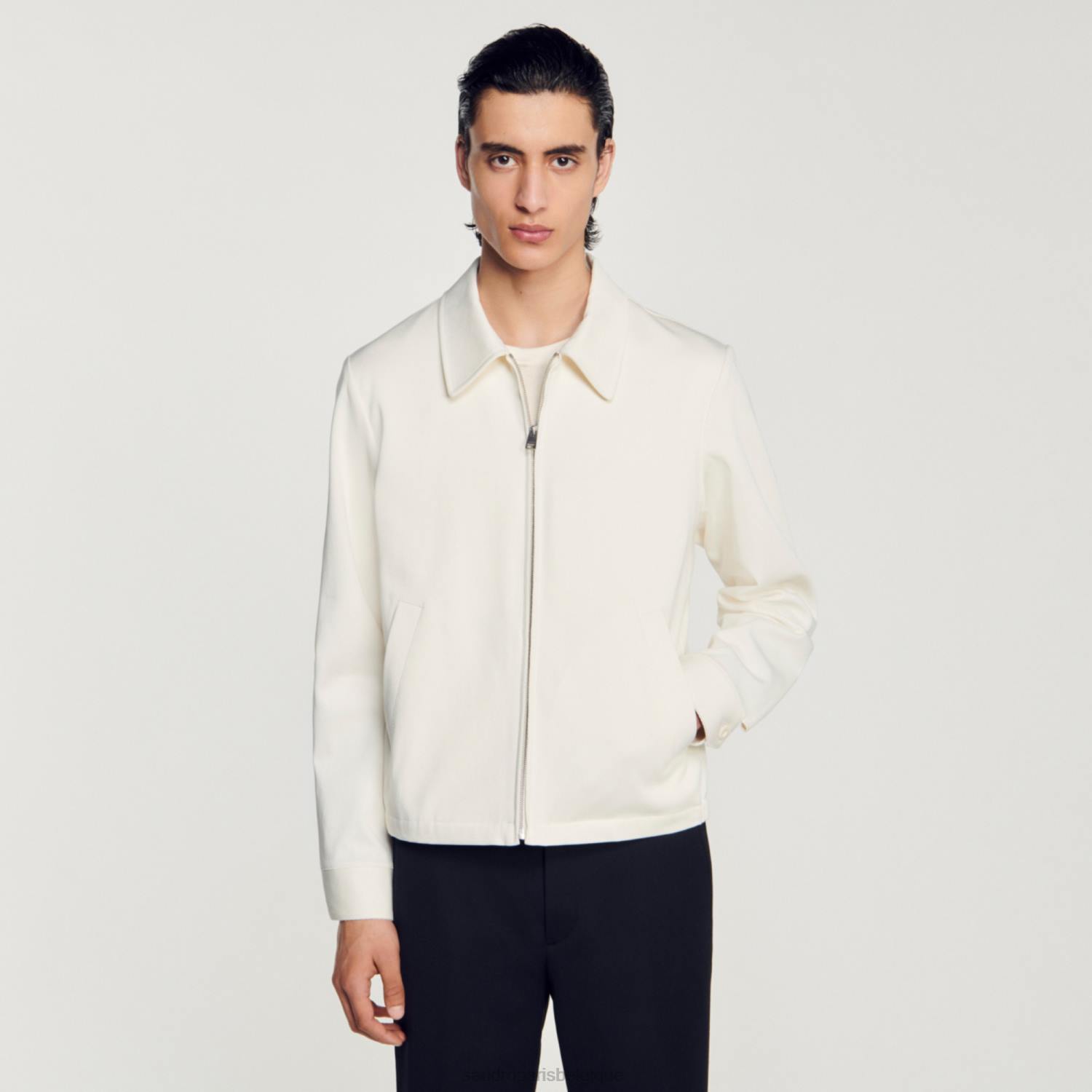 vêtements Sandro Paris veste en coton écru Hommes XLXD602
