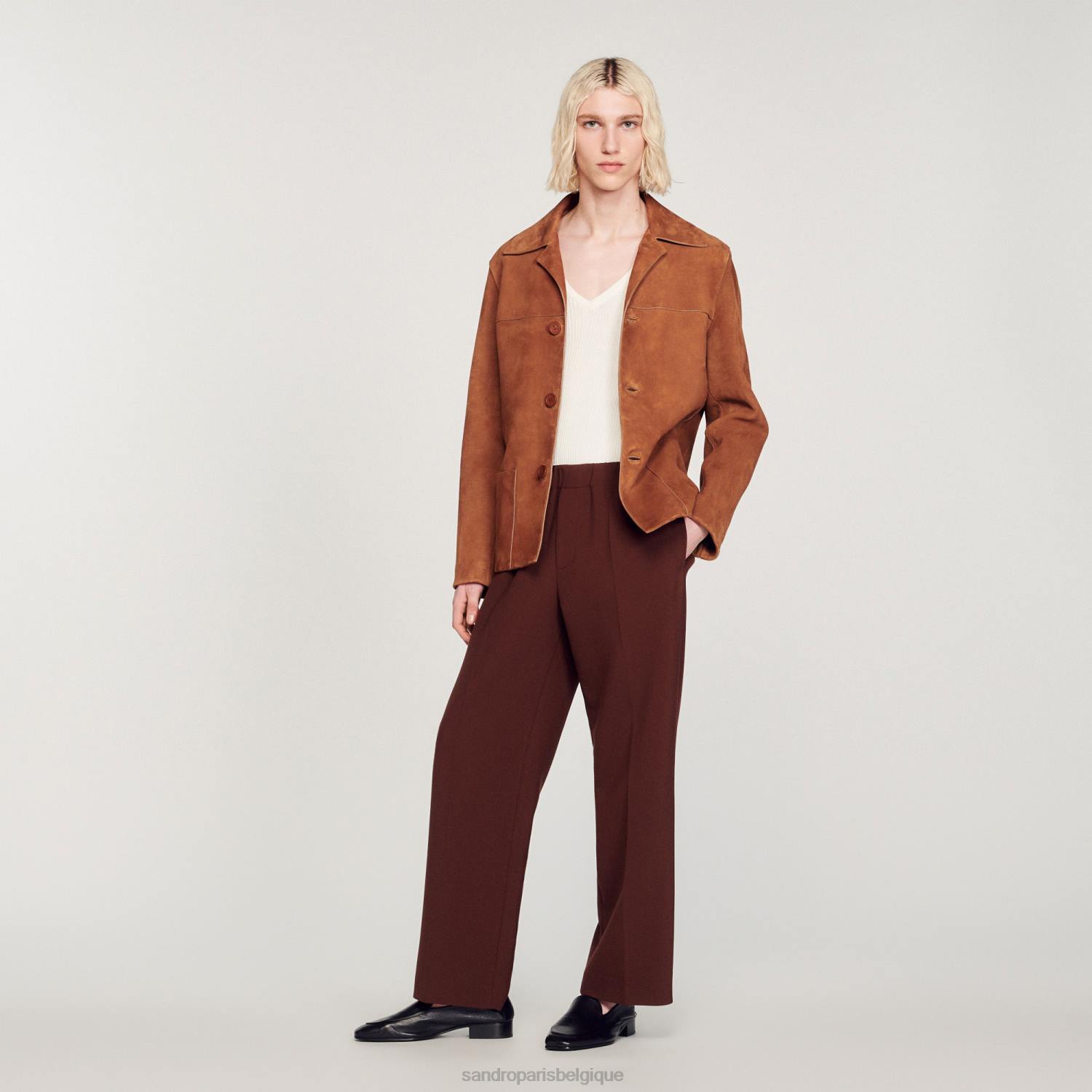 vêtements Sandro Paris veste en daim brun Hommes XLXD749
