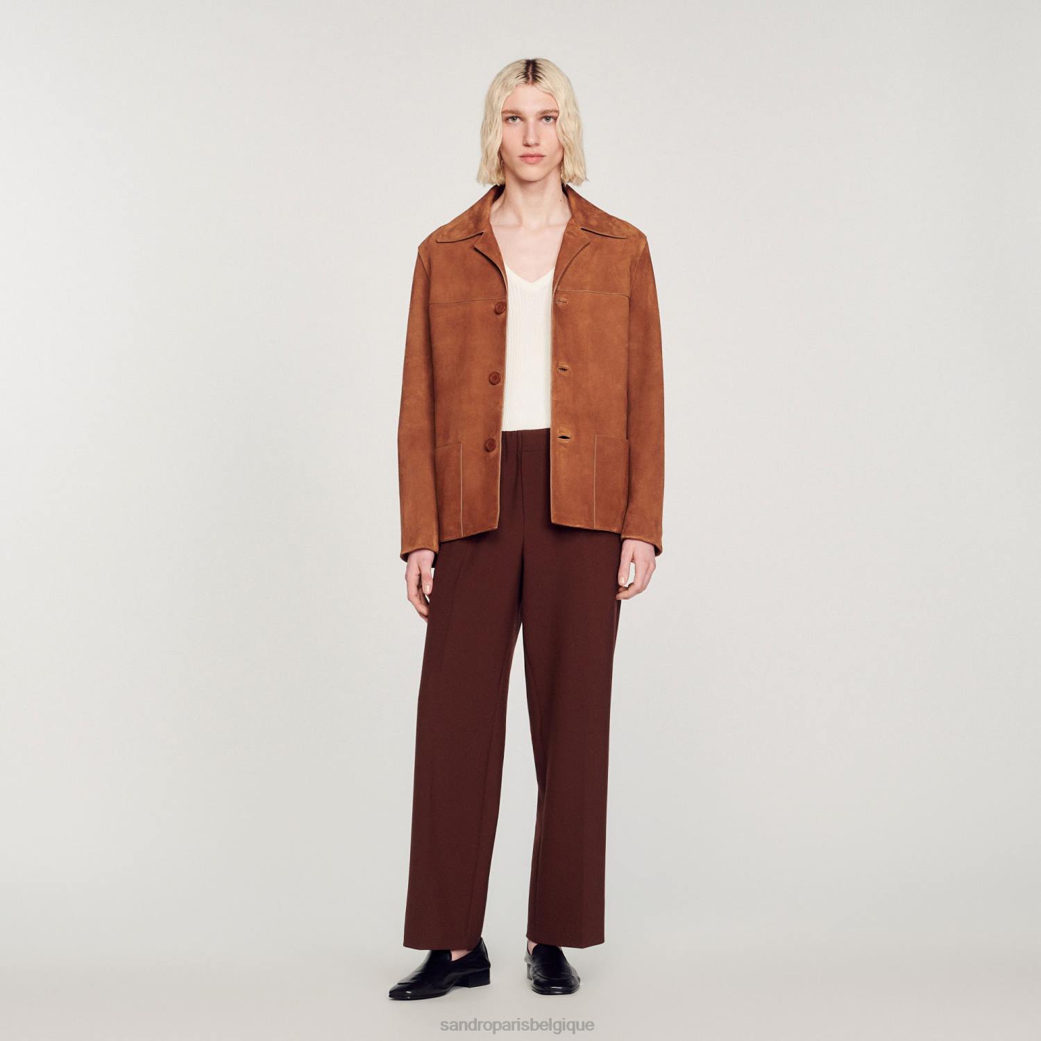 vêtements Sandro Paris veste en daim brun Hommes XLXD749