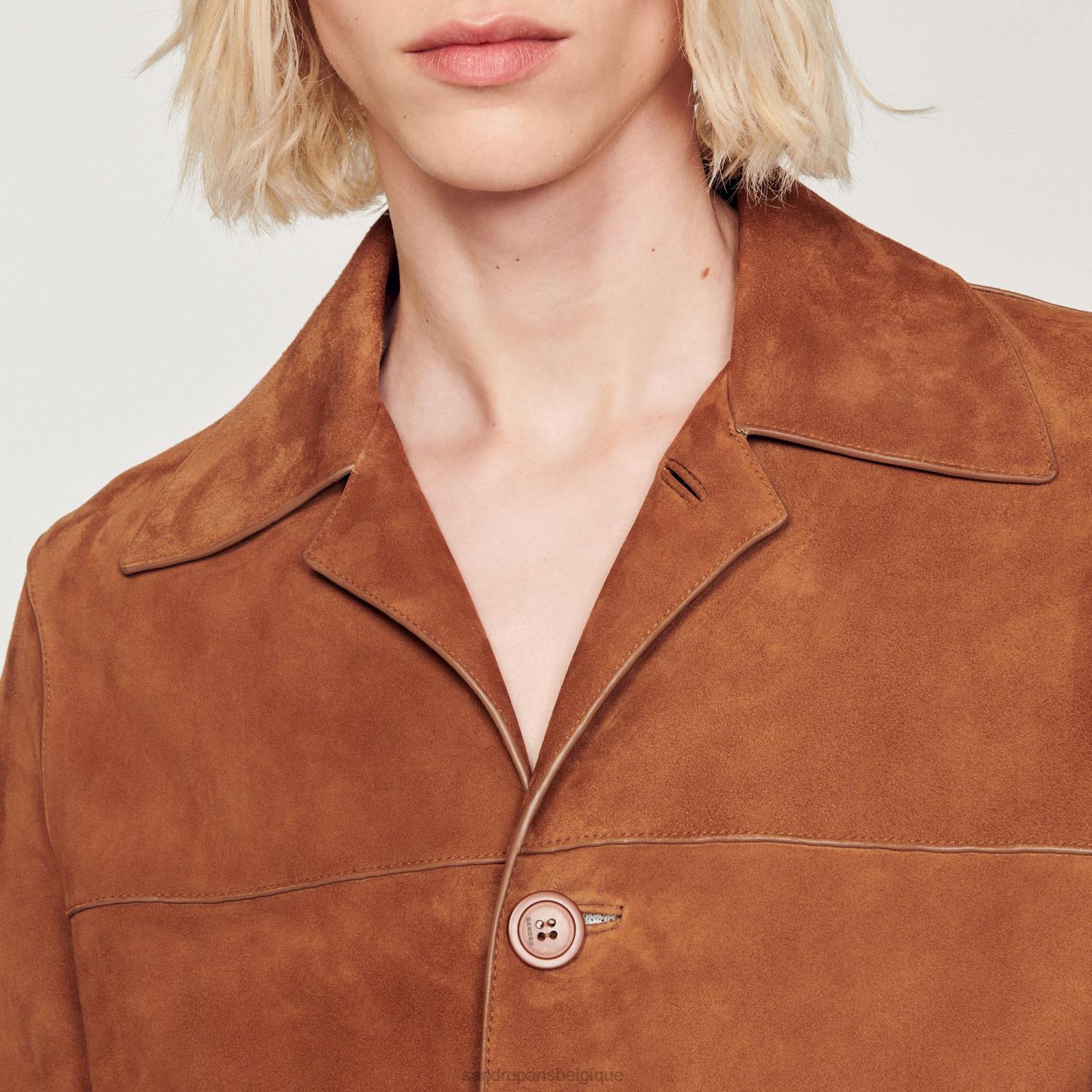 vêtements Sandro Paris veste en daim brun Hommes XLXD749