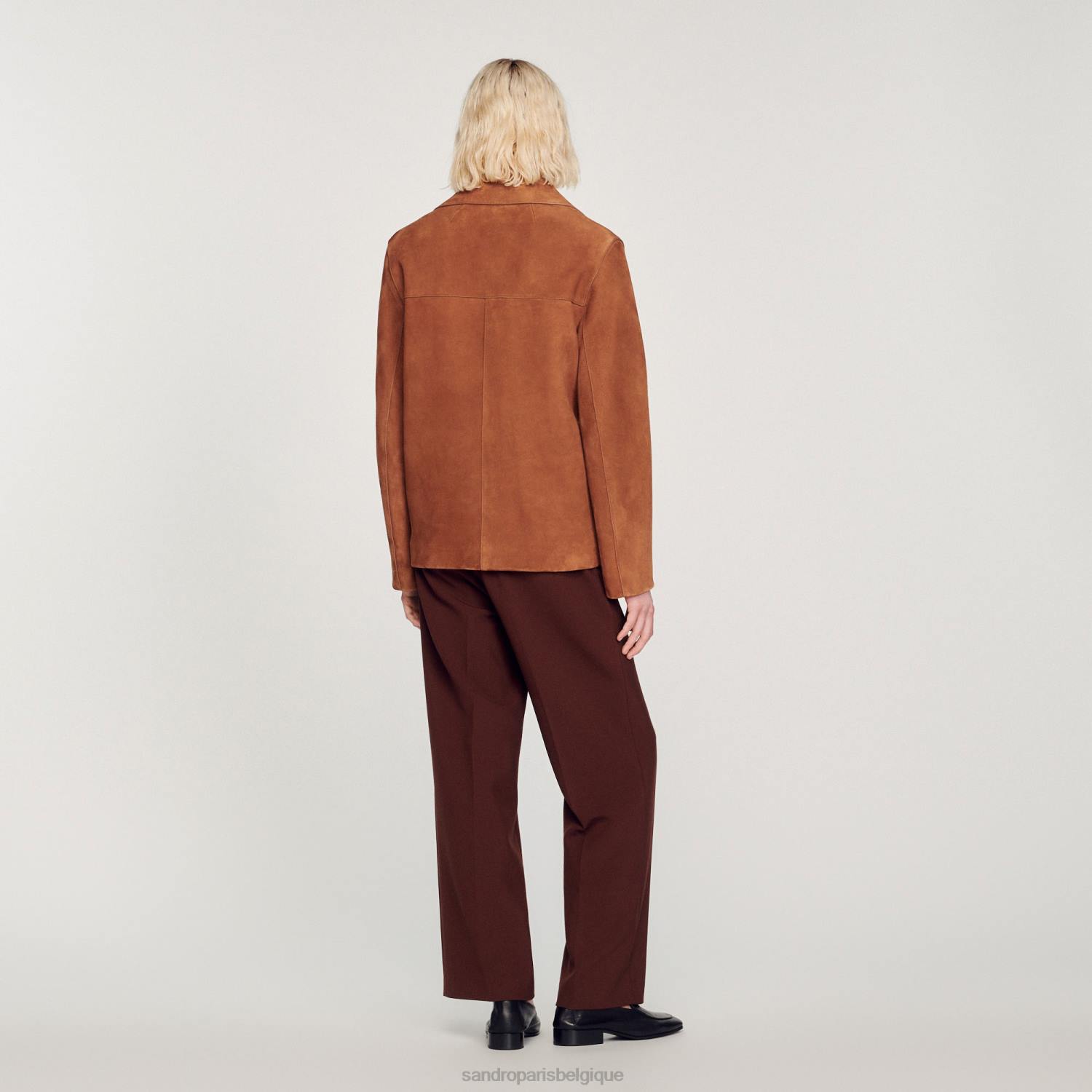 vêtements Sandro Paris veste en daim brun Hommes XLXD749