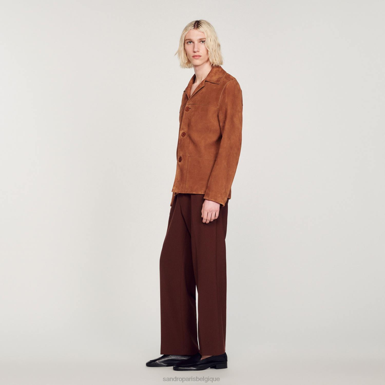 vêtements Sandro Paris veste en daim brun Hommes XLXD749