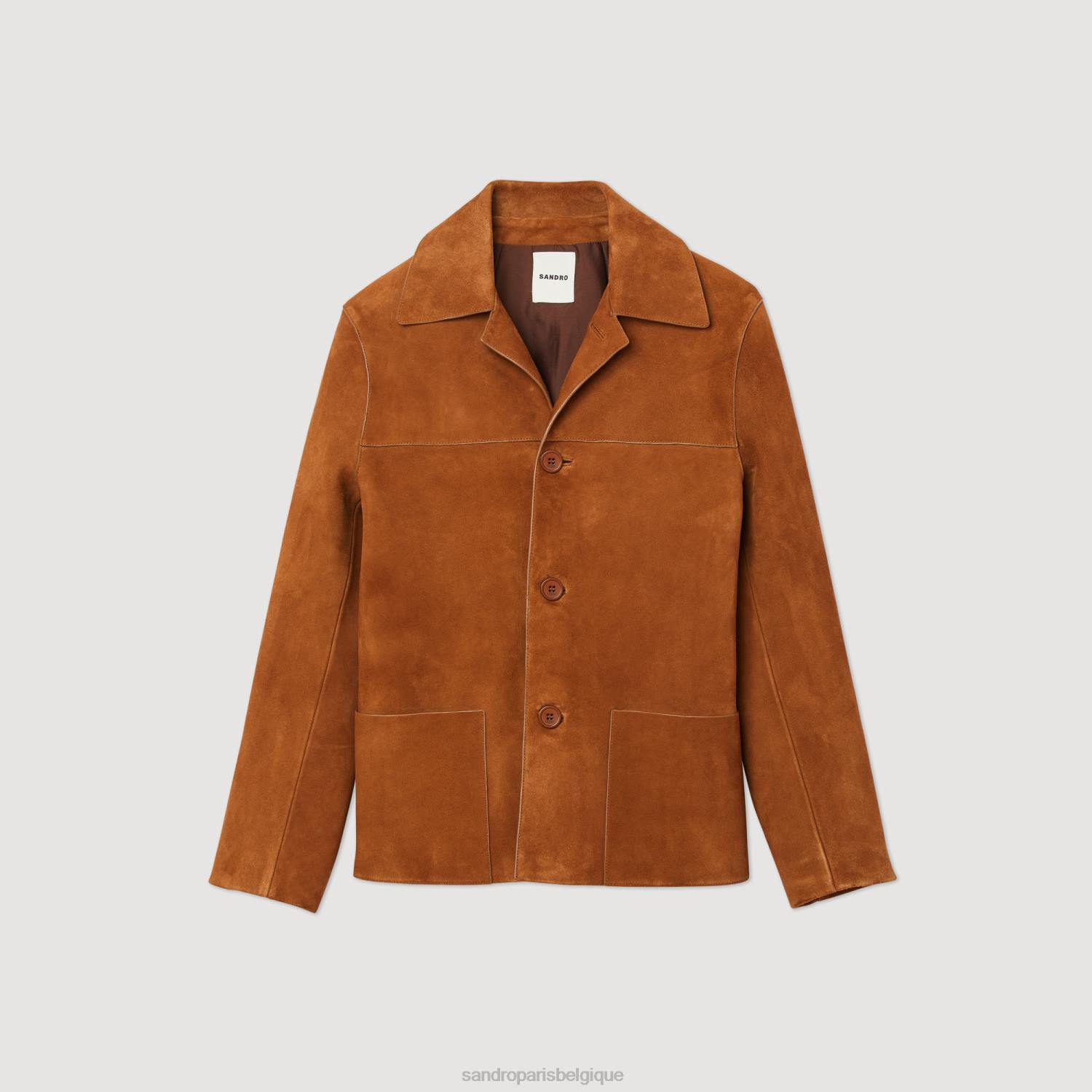 vêtements Sandro Paris veste en daim brun Hommes XLXD749