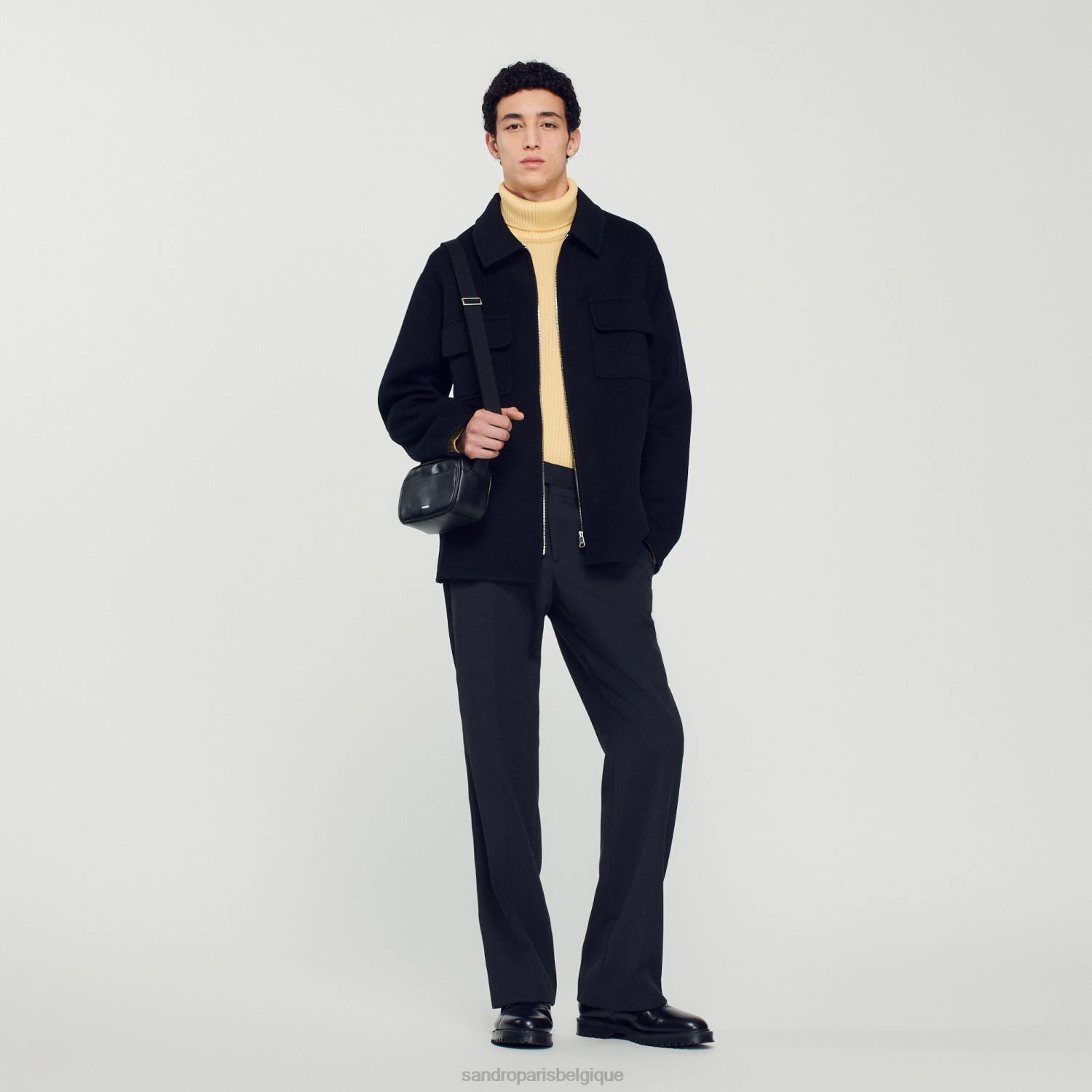 vêtements Sandro Paris veste en laine noir Hommes XLXD682