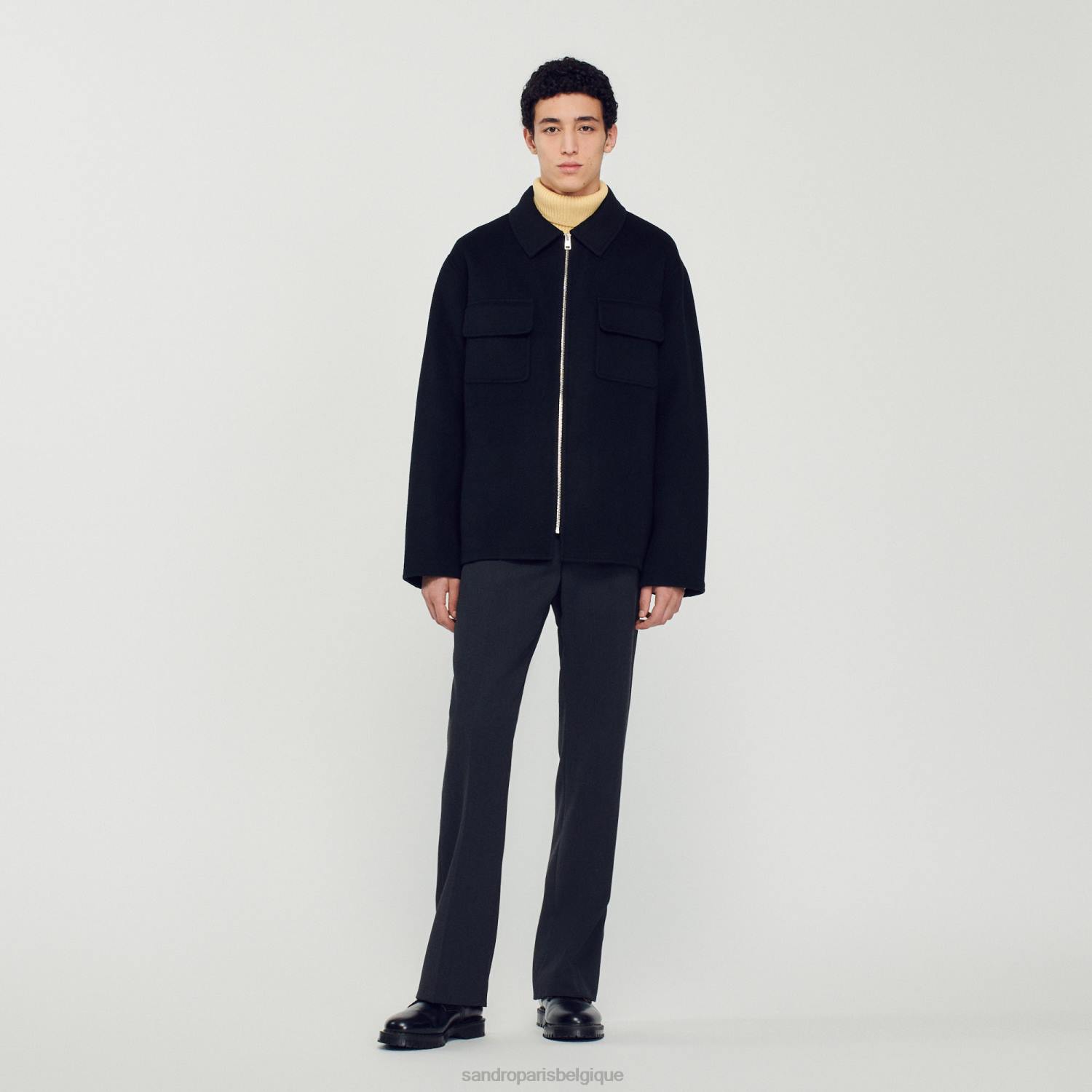 vêtements Sandro Paris veste en laine noir Hommes XLXD682