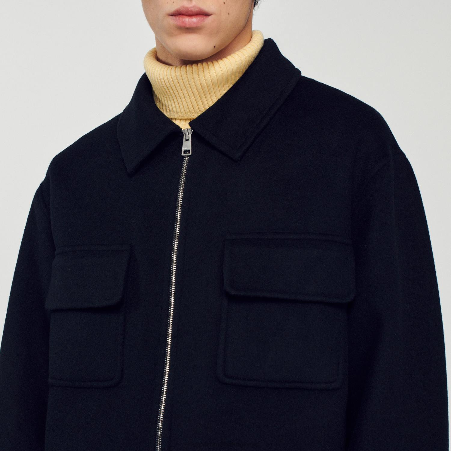 vêtements Sandro Paris veste en laine noir Hommes XLXD682
