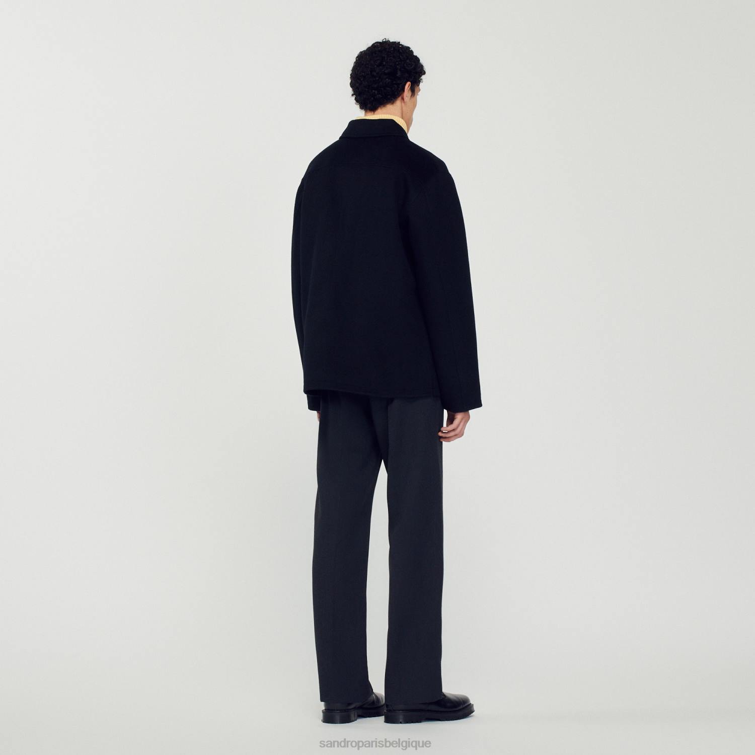 vêtements Sandro Paris veste en laine noir Hommes XLXD682