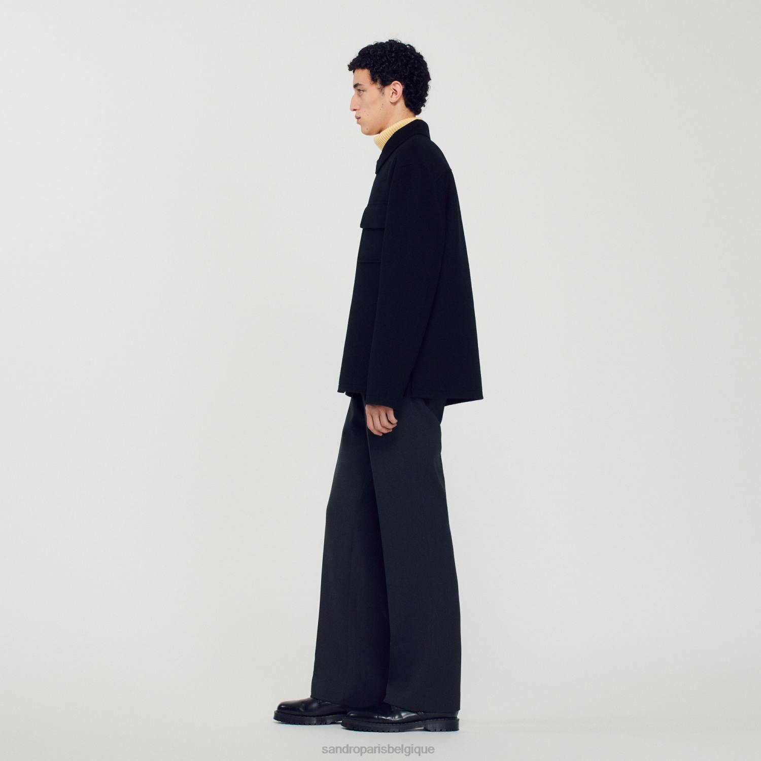 vêtements Sandro Paris veste en laine noir Hommes XLXD682