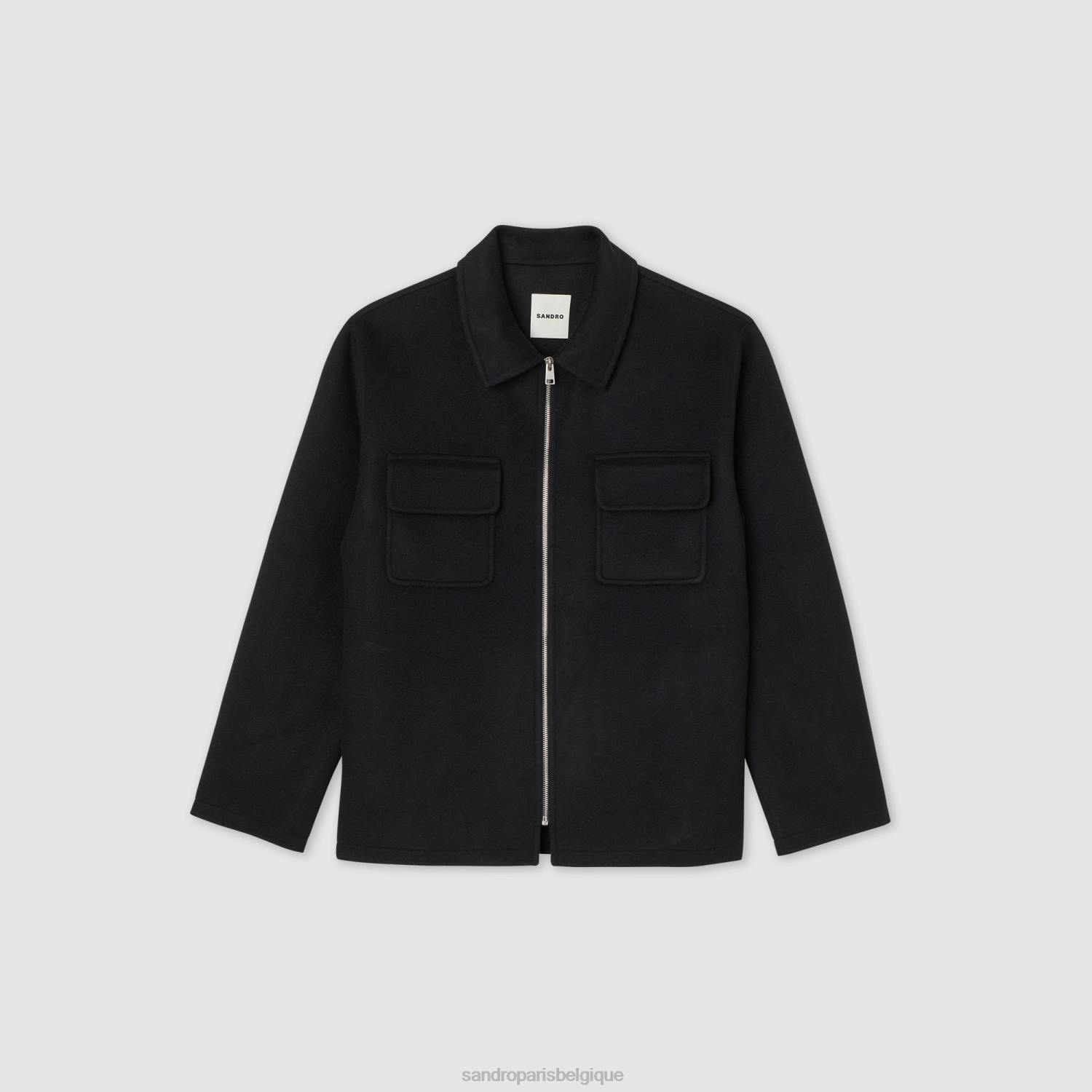 vêtements Sandro Paris veste en laine noir Hommes XLXD682