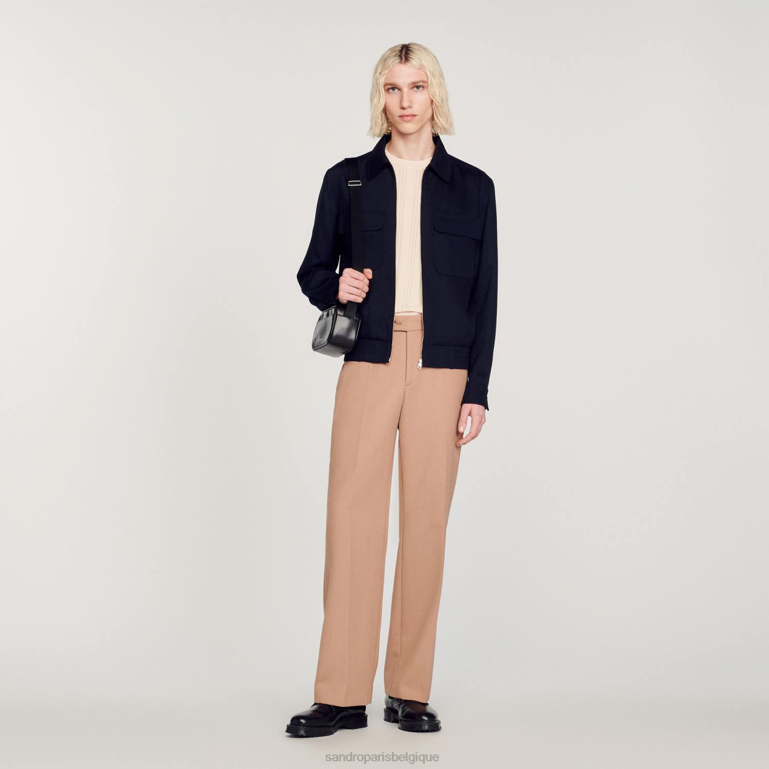 vêtements Sandro Paris veste fluide bleu marine Hommes XLXD619