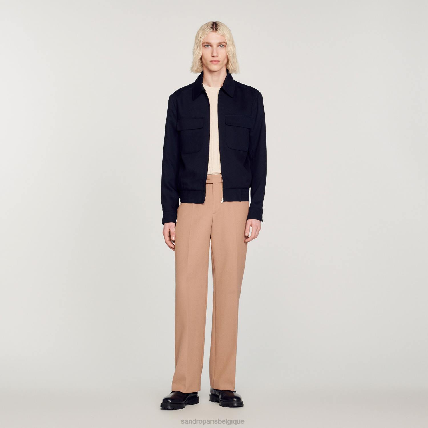 vêtements Sandro Paris veste fluide bleu marine Hommes XLXD619