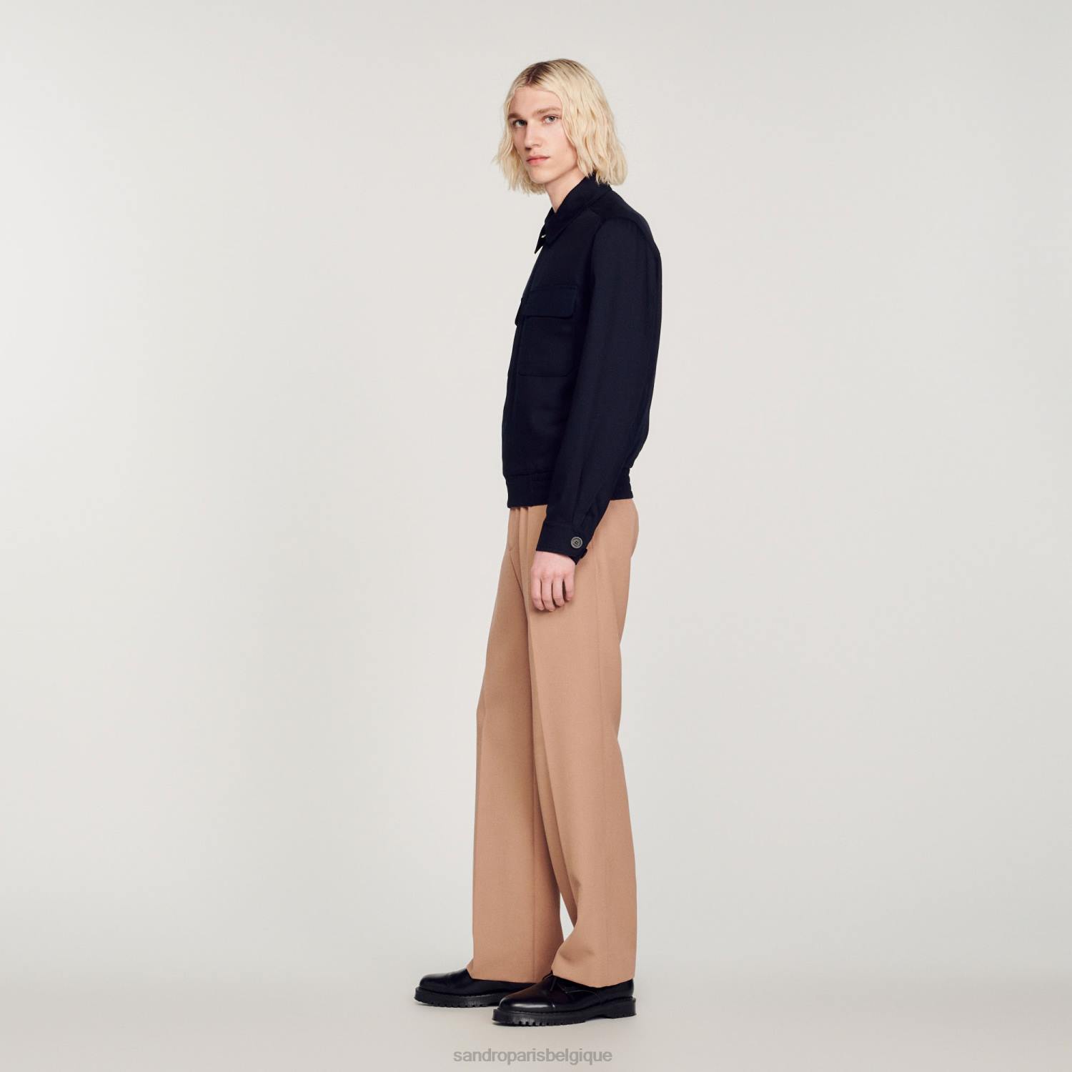 vêtements Sandro Paris veste fluide bleu marine Hommes XLXD619