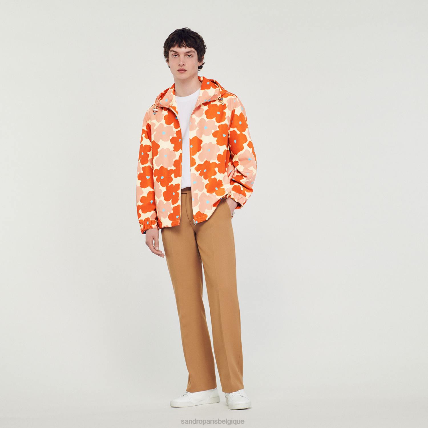 vêtements Sandro Paris veste à imprimé floral orange Hommes XLXD747