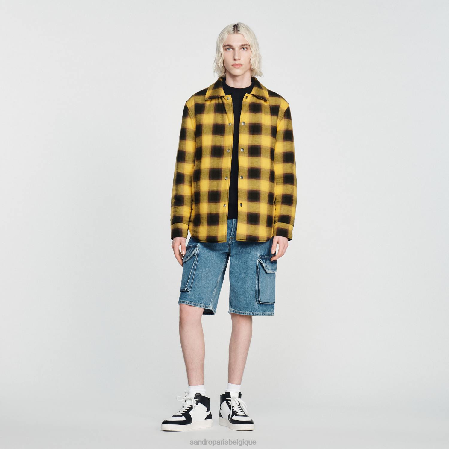vêtements Sandro Paris veste matelassée à carreaux jaune Hommes XLXD828