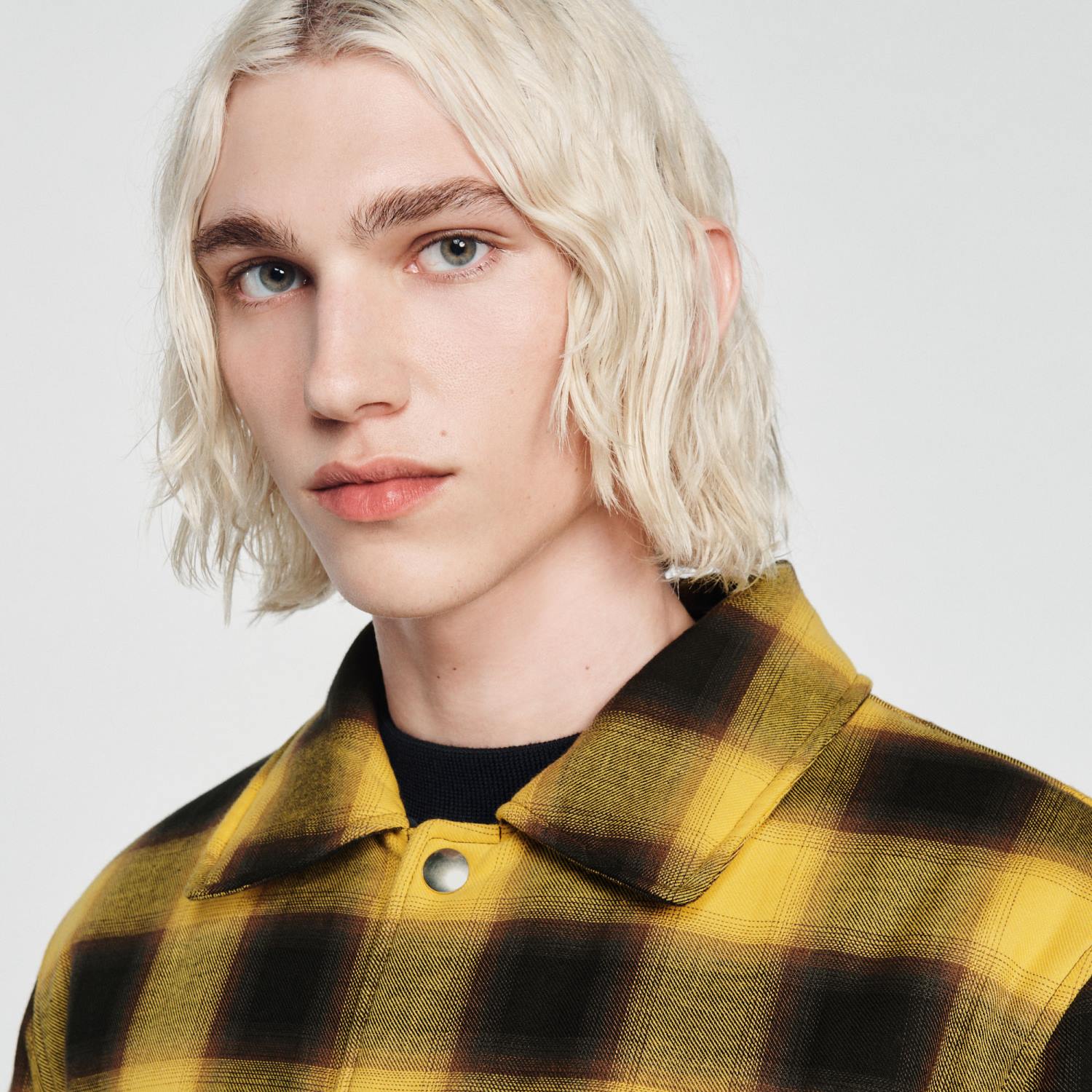 vêtements Sandro Paris veste matelassée à carreaux jaune Hommes XLXD828