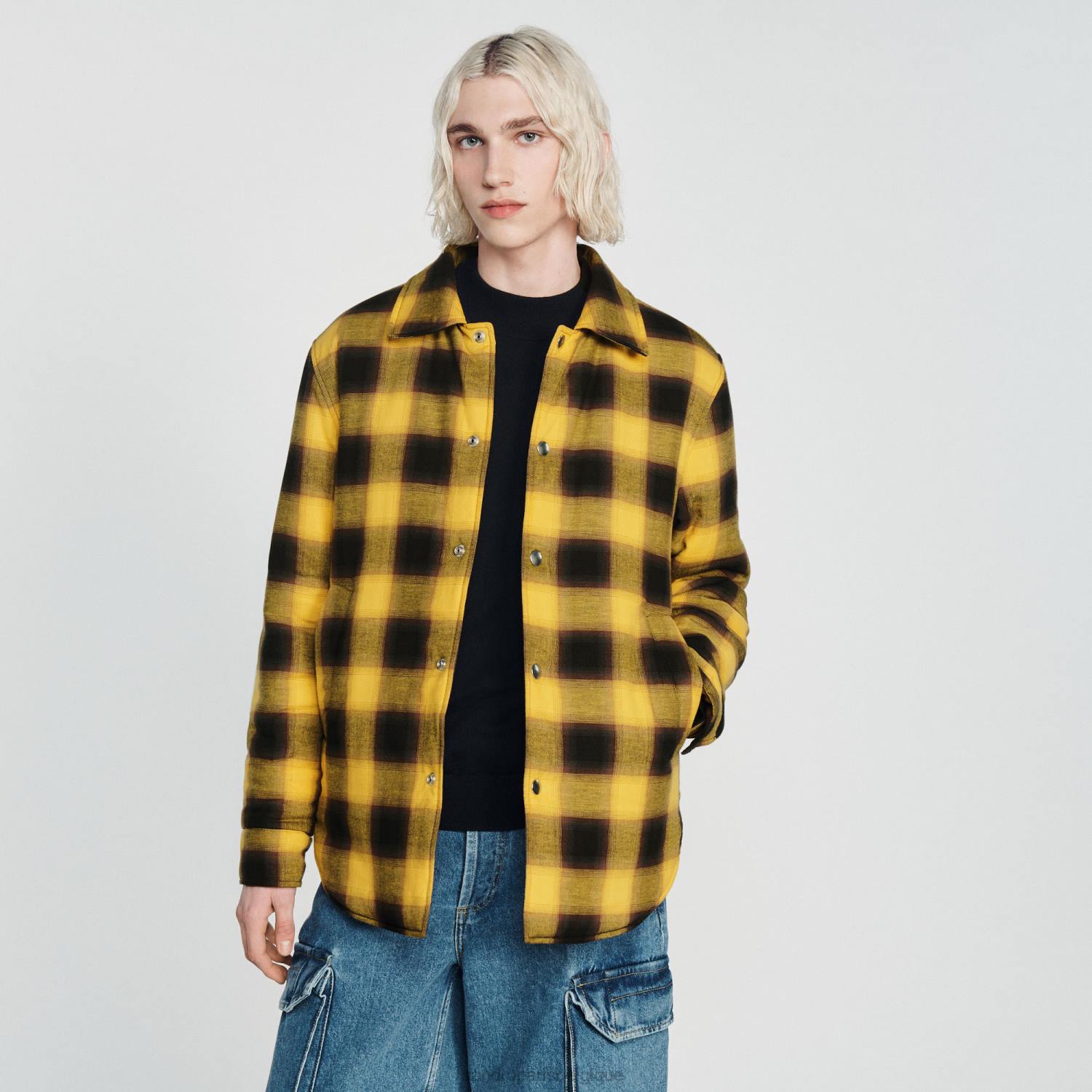 vêtements Sandro Paris veste matelassée à carreaux jaune Hommes XLXD828