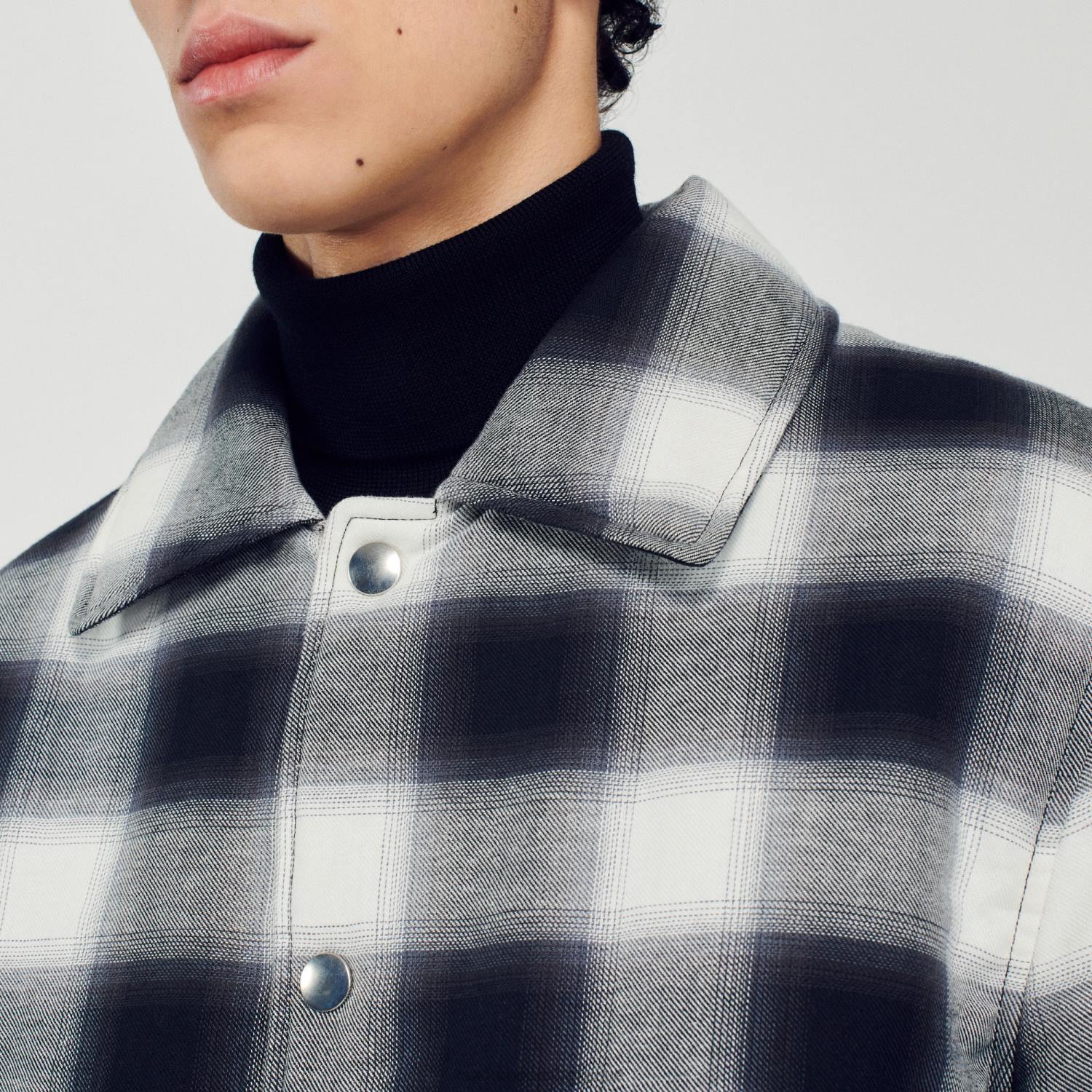 vêtements Sandro Paris veste matelassée à carreaux noir blanc Hommes XLXD829